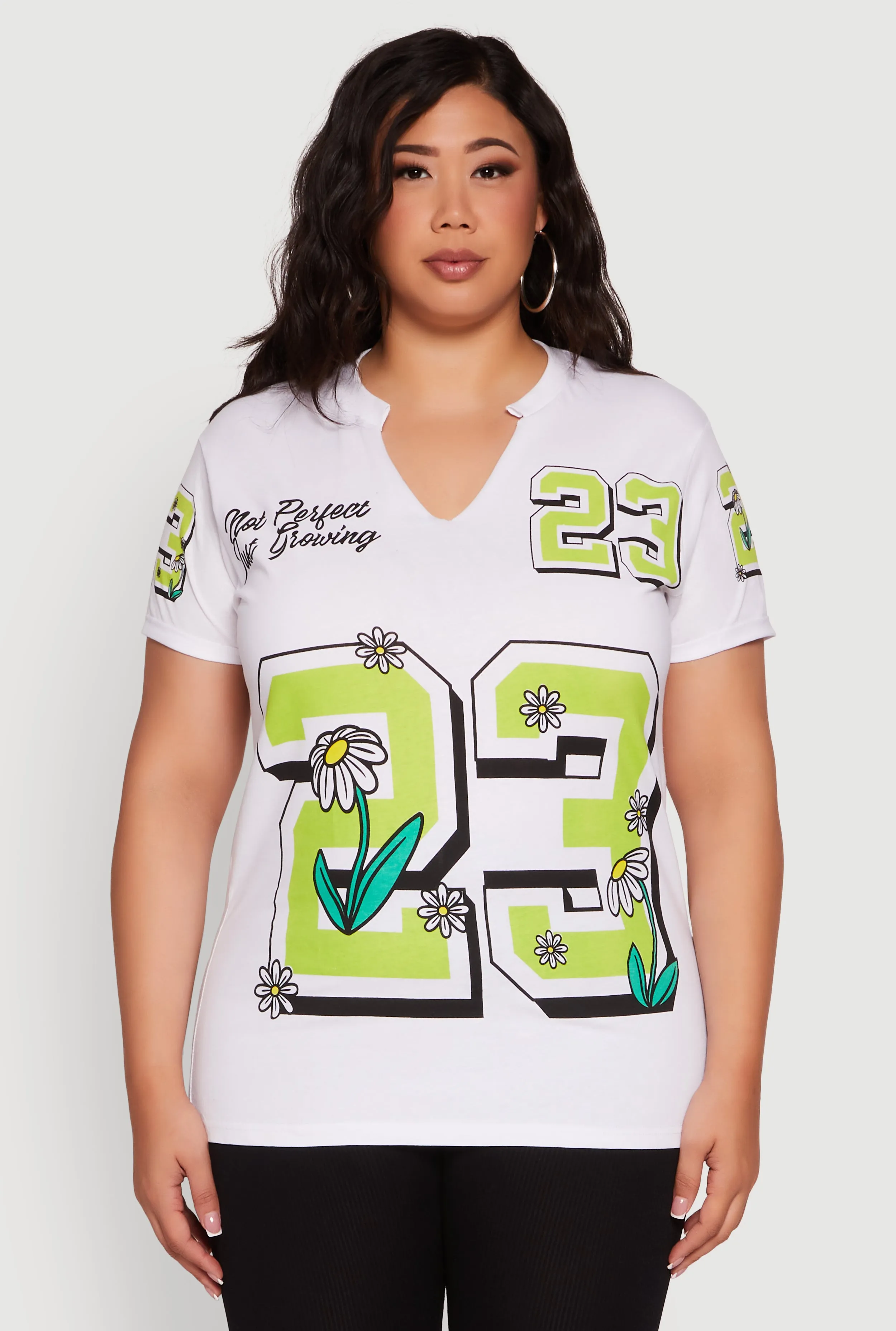 Plus Size Notch Neck Not Perfect Just Growing 23 Graphic Tee sold by Rainbow product image thumbnail 2
