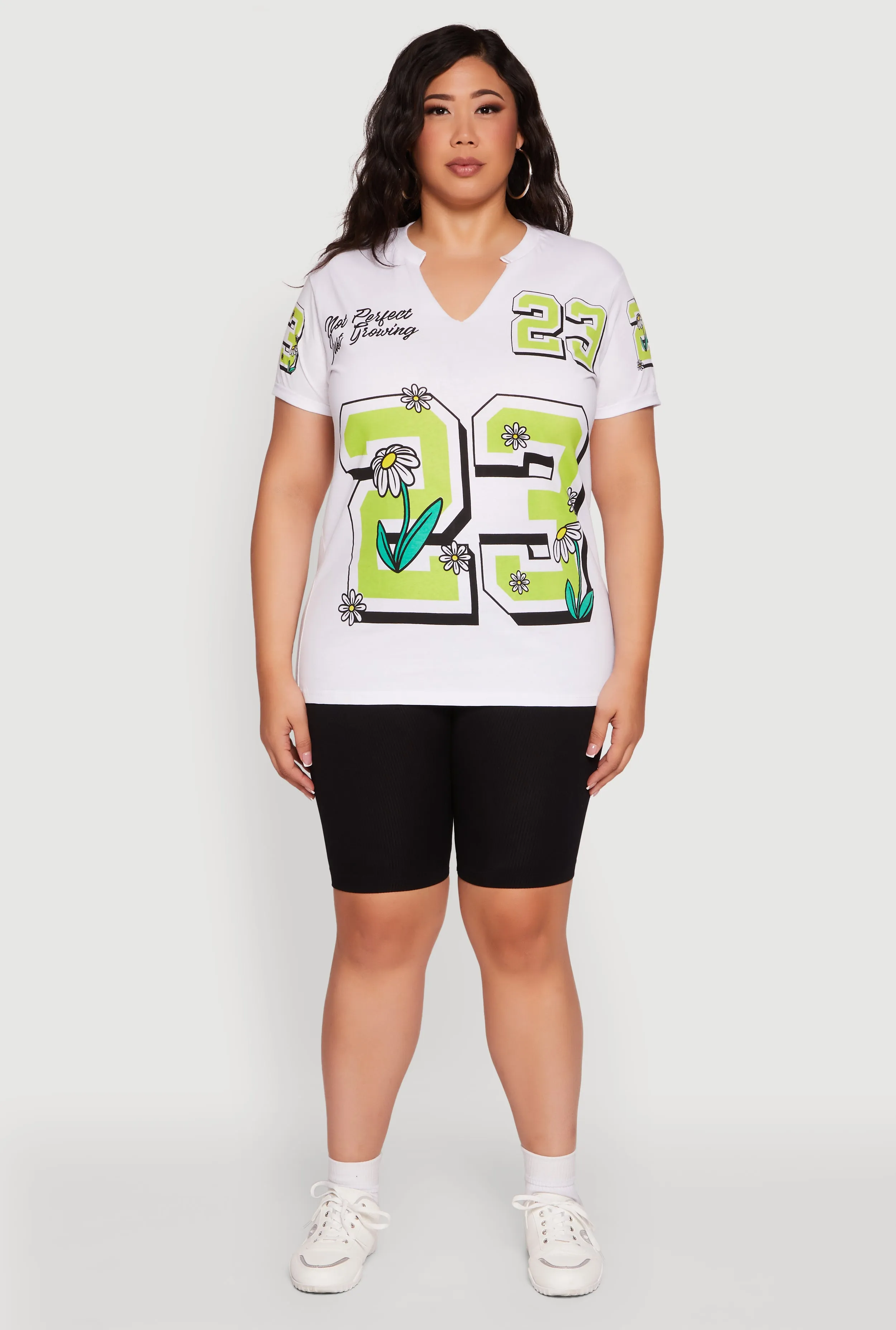 Plus Size Notch Neck Not Perfect Just Growing 23 Graphic Tee sold by Rainbow product image thumbnail 3