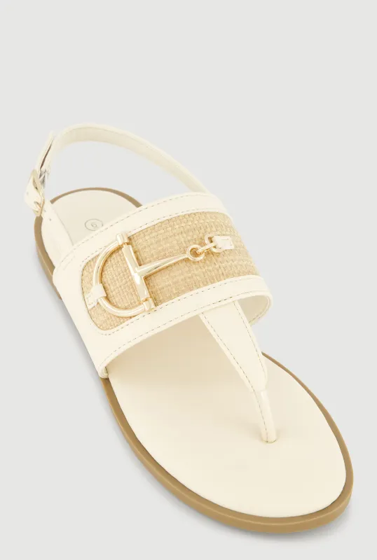 Metallic Detail Ankle Strap Thong Sandals sold by Rainbow