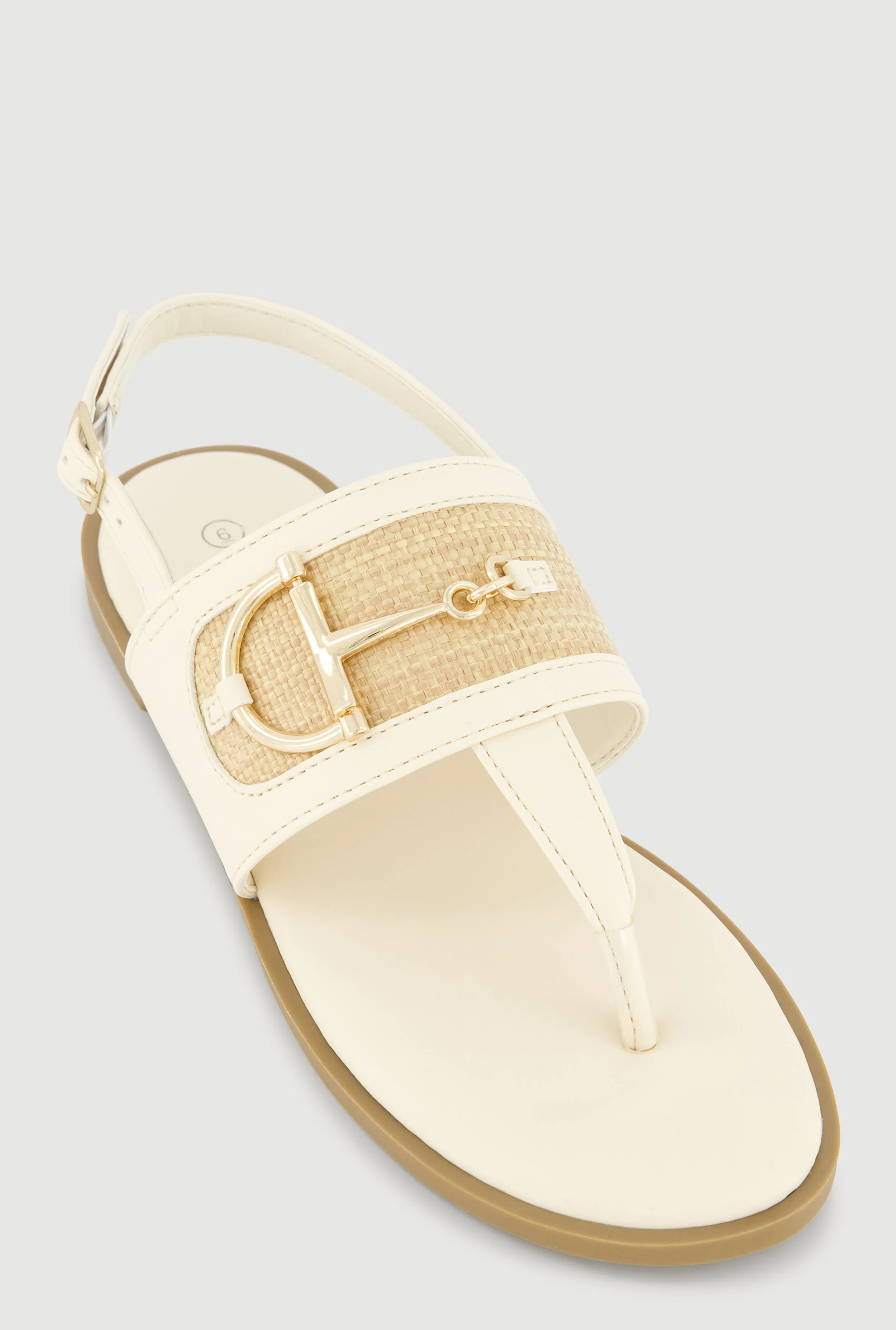 Metallic Detail Ankle Strap Thong Sandals sold by Rainbow