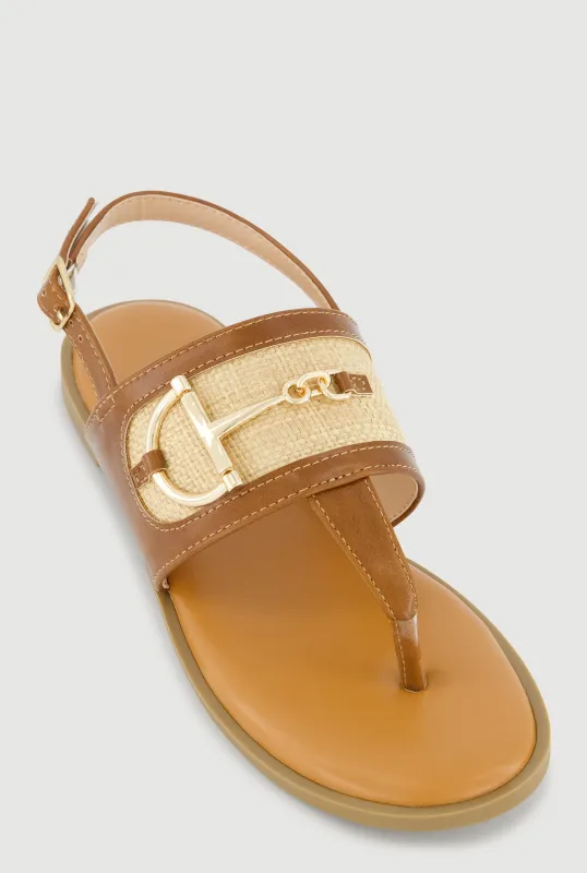Metallic Detail Ankle Strap Thong Sandals sold by Rainbow