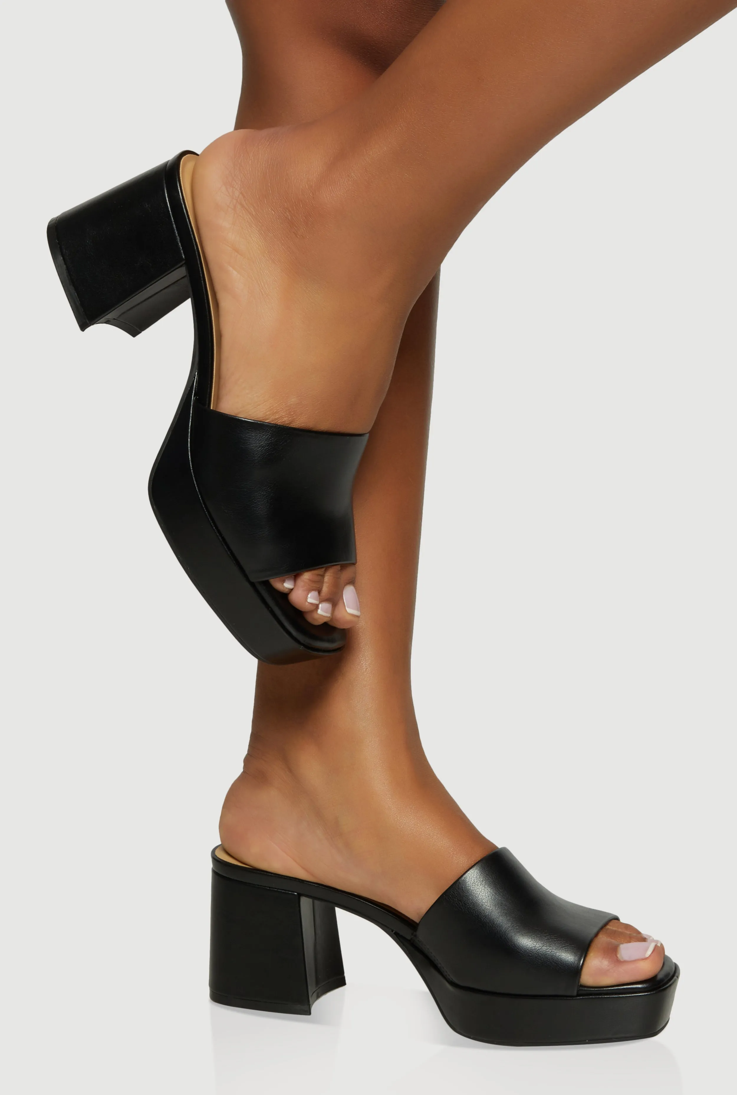 Open Toe Platform Block Heel Mules sold by Rainbow product image thumbnail 2