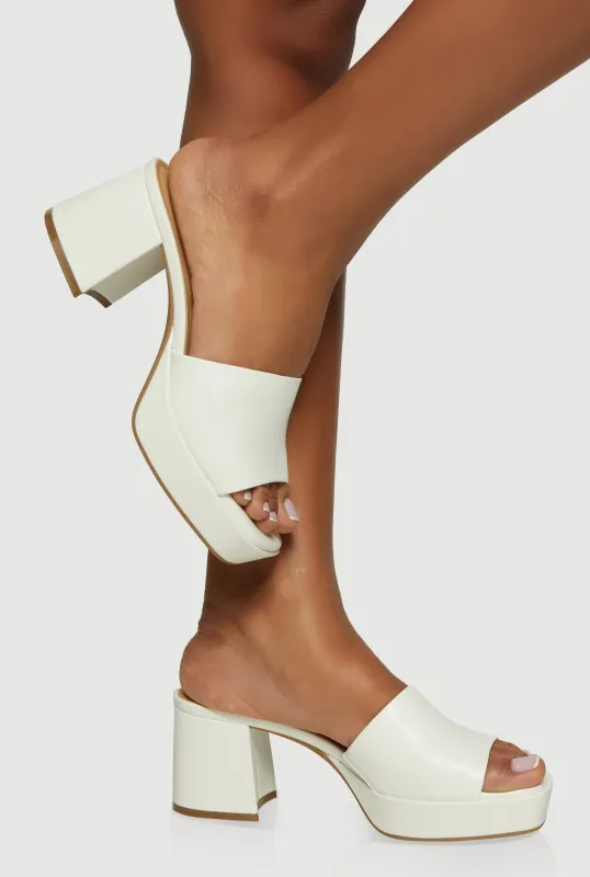 Open Toe Platform Block Heel Mules sold by Rainbow