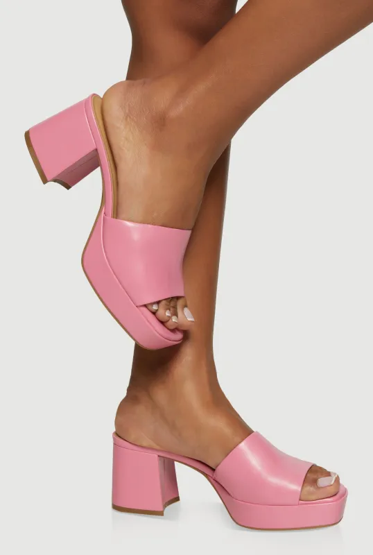 Open Toe Platform Block Heel Mules sold by Rainbow