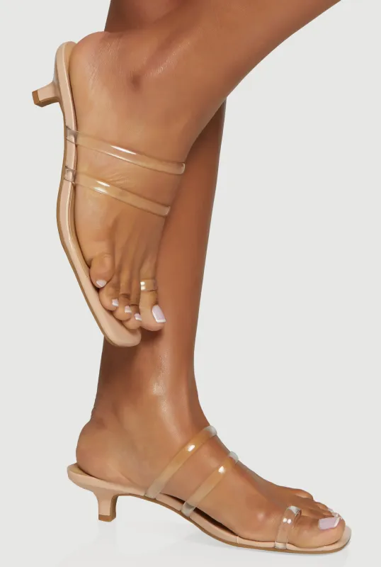 Double Strap Toe Loop Kitten Heel Sandals sold by Rainbow