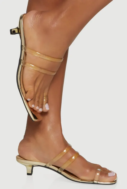 Double Strap Toe Loop Kitten Heel Sandals sold by Rainbow