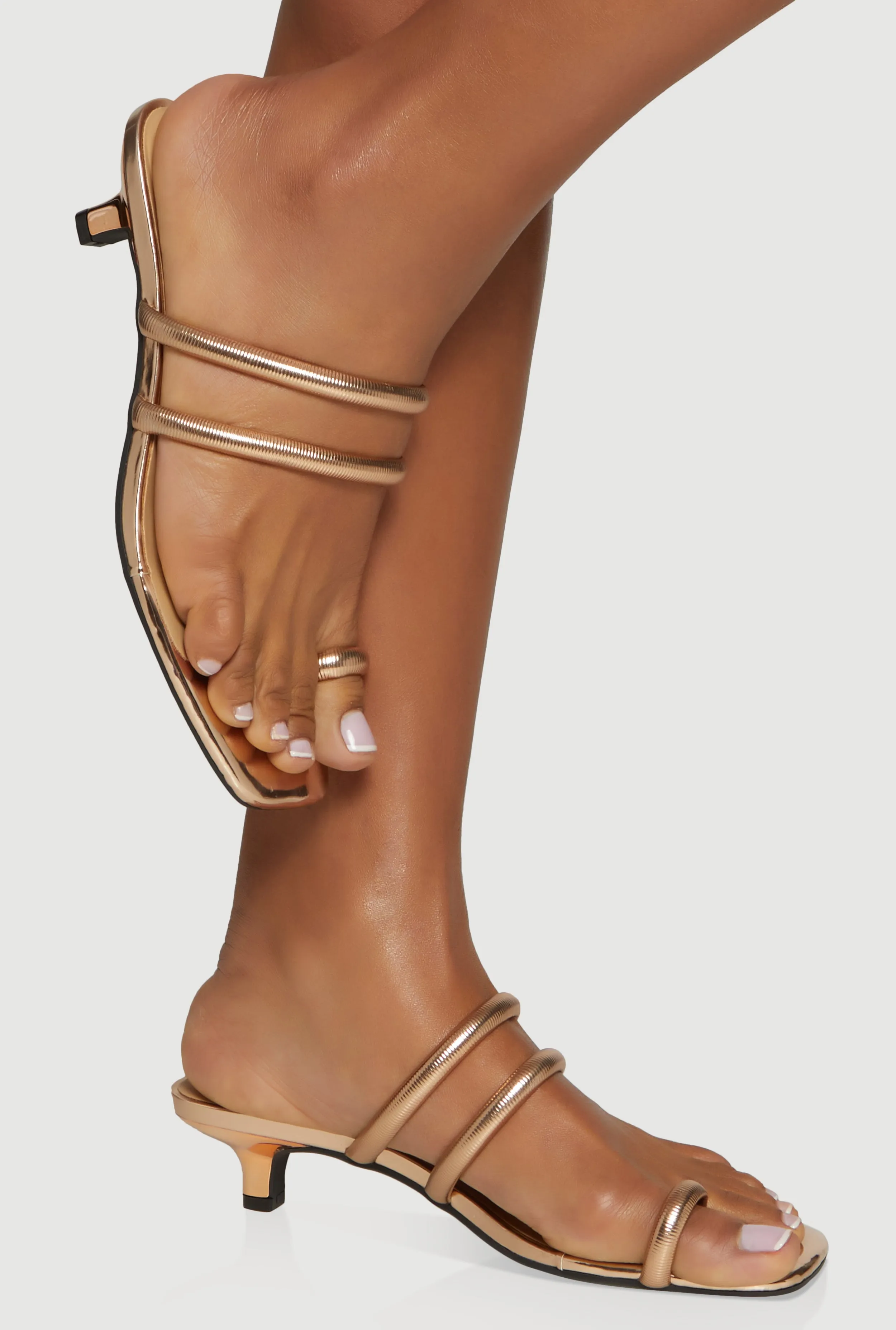 Double Strap Toe Loop Kitten Heel Sandals sold by Rainbow