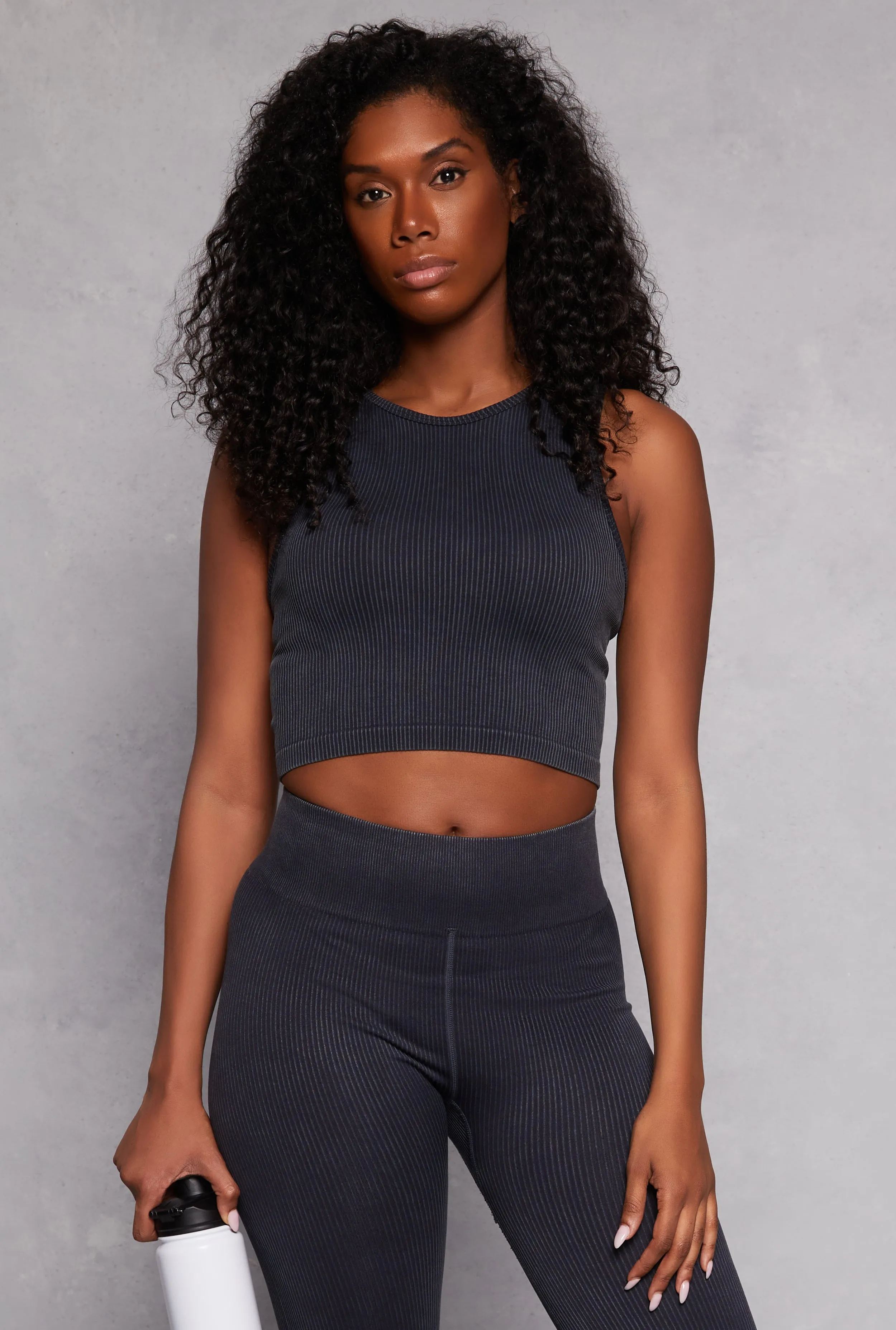 Seamless Ribbed Knit Cropped Tank Top sold by Rainbow