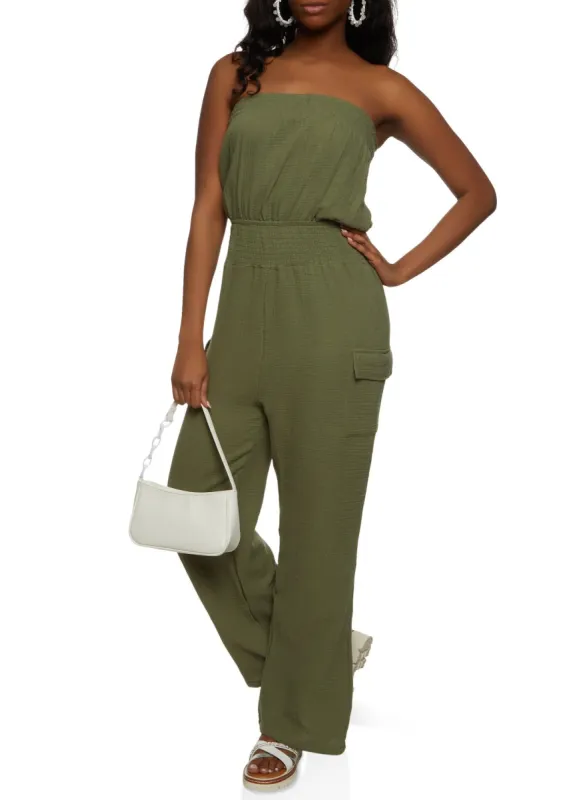 Strapless Smocked Jumpsuit sold by Rainbow