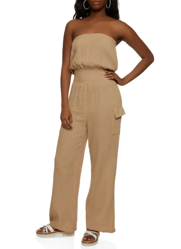 Strapless Smocked Jumpsuit sold by Rainbow