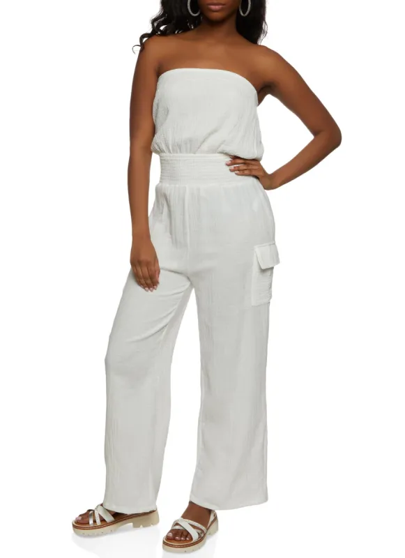 Strapless Smocked Jumpsuit sold by Rainbow