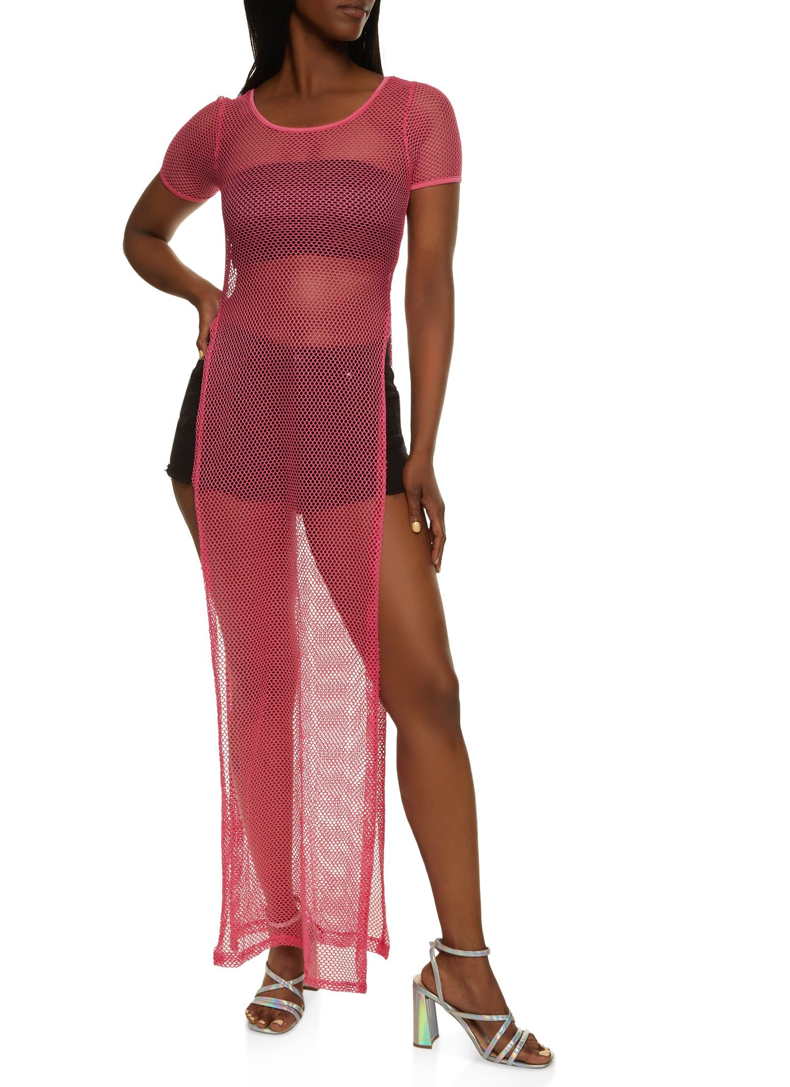 Fishnet Side Slits Maxi Dress sold by Rainbow