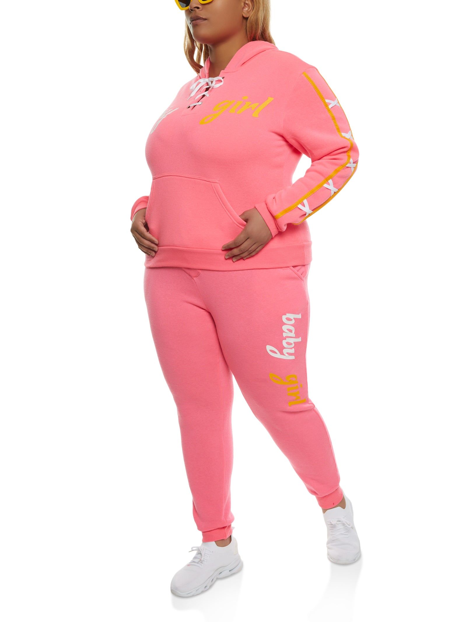 Plus Size Baby Girl Lace Up Detail Pullover Hoodie sold by Rainbow product image thumbnail 2