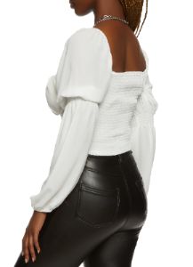 Balloon Sleeve Hook and Eye Bustier Top sold by Rainbow