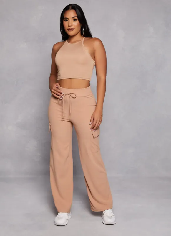 Cargo Pocket Wide Leg Sweatpants sold by Rainbow