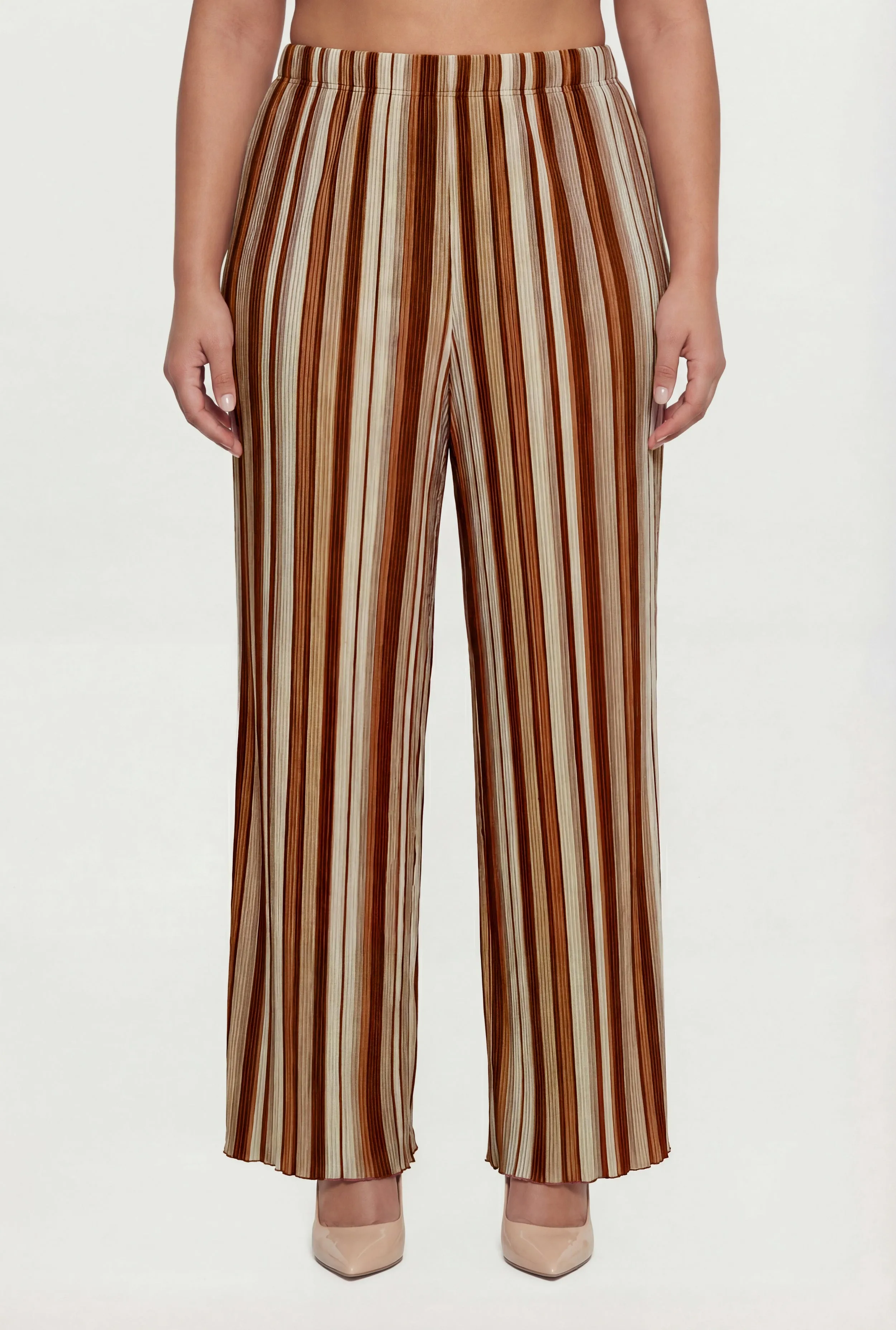 Plus Size Striped Plisse Wide Leg Pants sold by Rainbow product image thumbnail 3