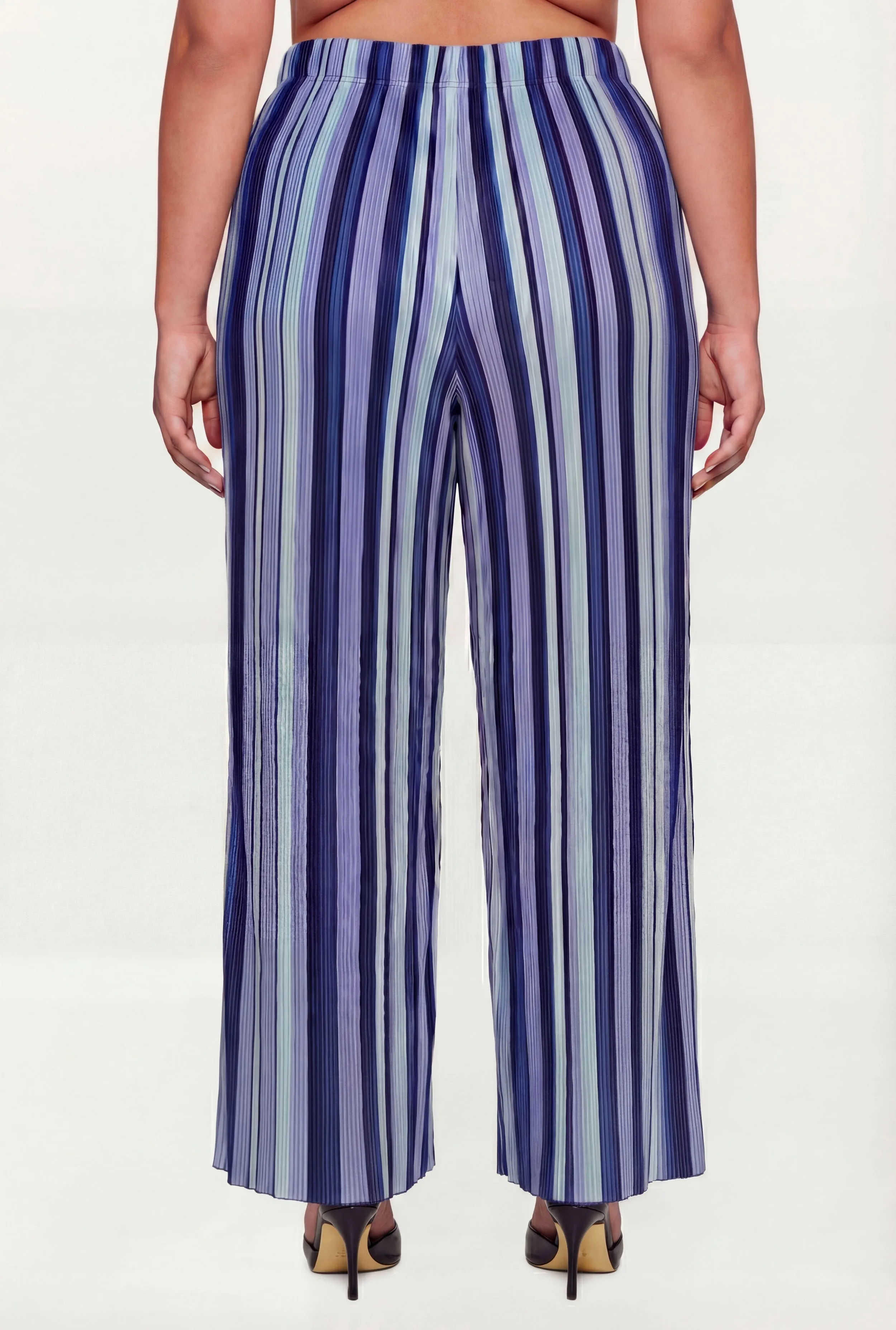 Plus Size Striped Plisse Wide Leg Pants sold by Rainbow product image thumbnail 5