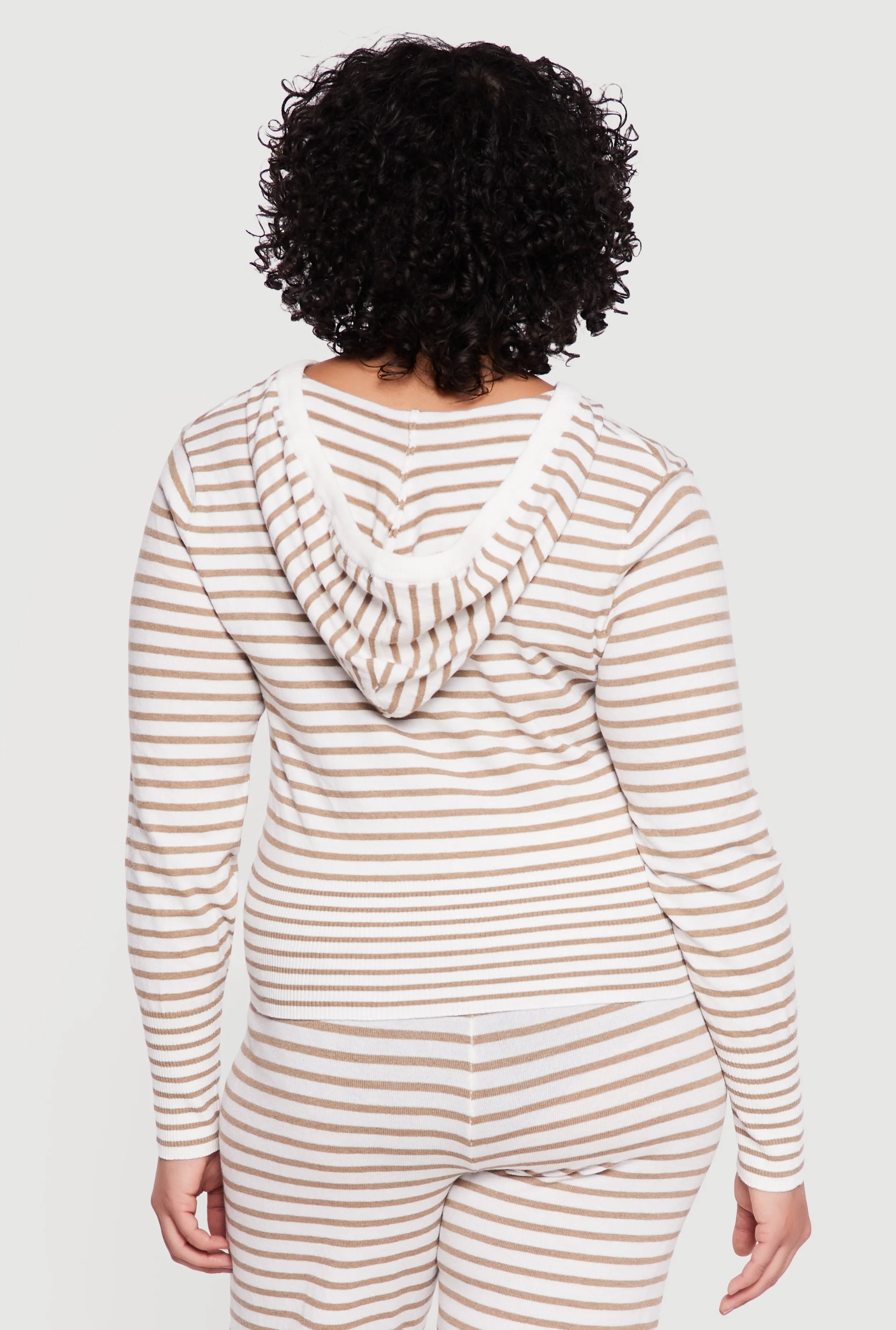 Plus Size Almost Famous Striped Rib Knit Zip Front Hoodie sold by Rainbow product image thumbnail 5