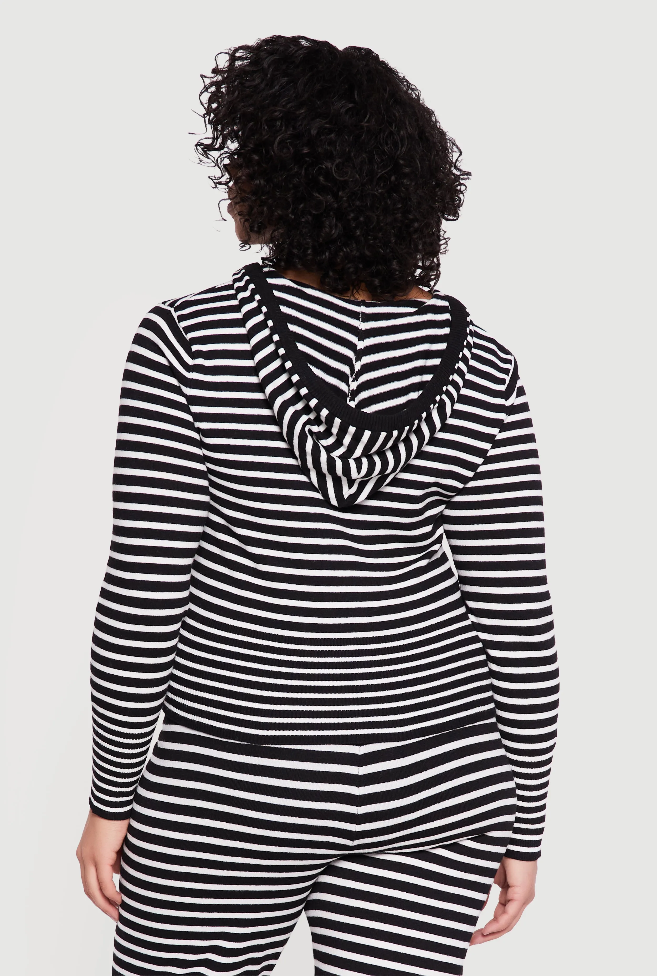 Plus Size Almost Famous Striped Rib Knit Zip Front Hoodie sold by Rainbow product image thumbnail 5