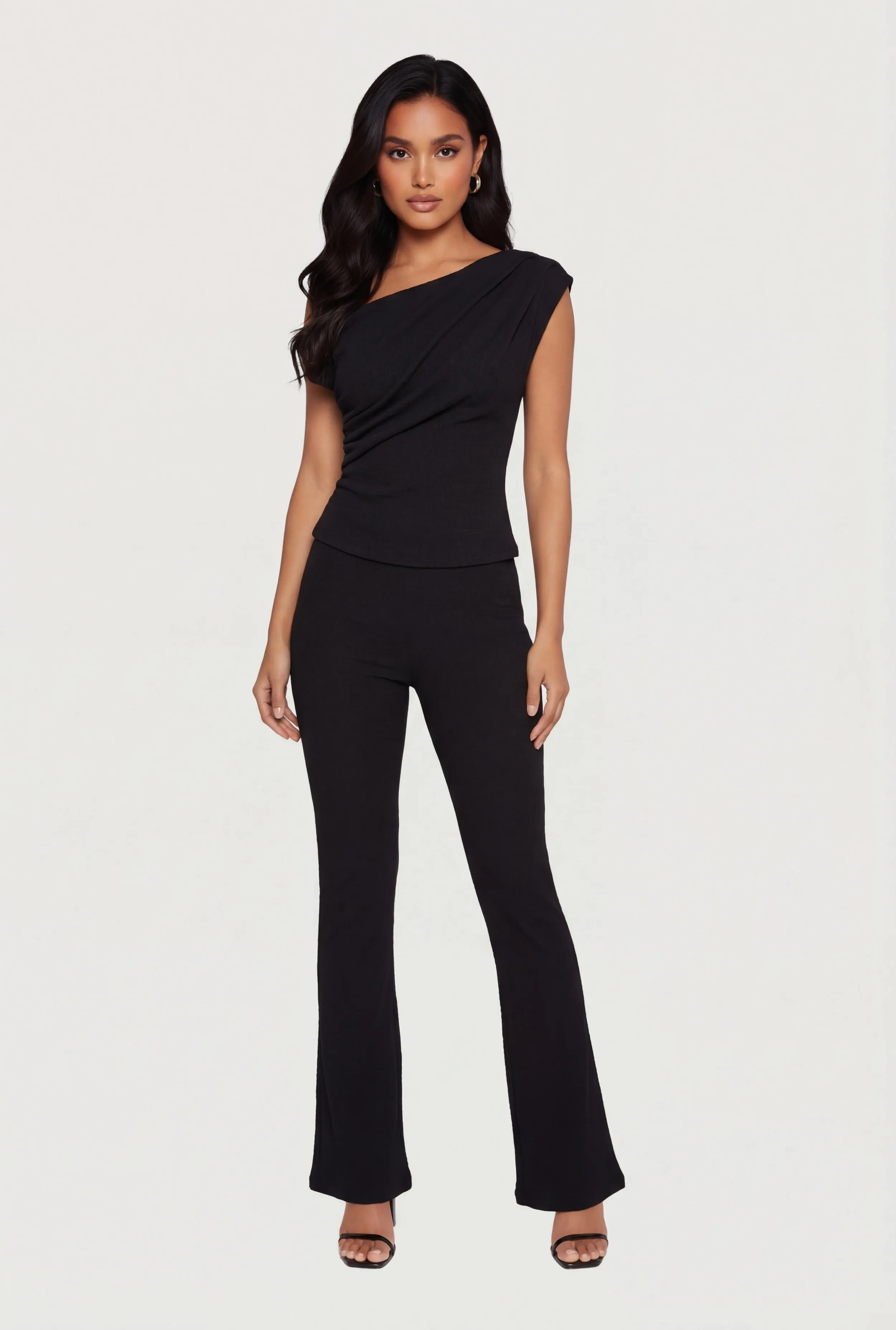 One Shoulder Cap Sleeve Textured Knit Blouse sold by Rainbow product image thumbnail 2