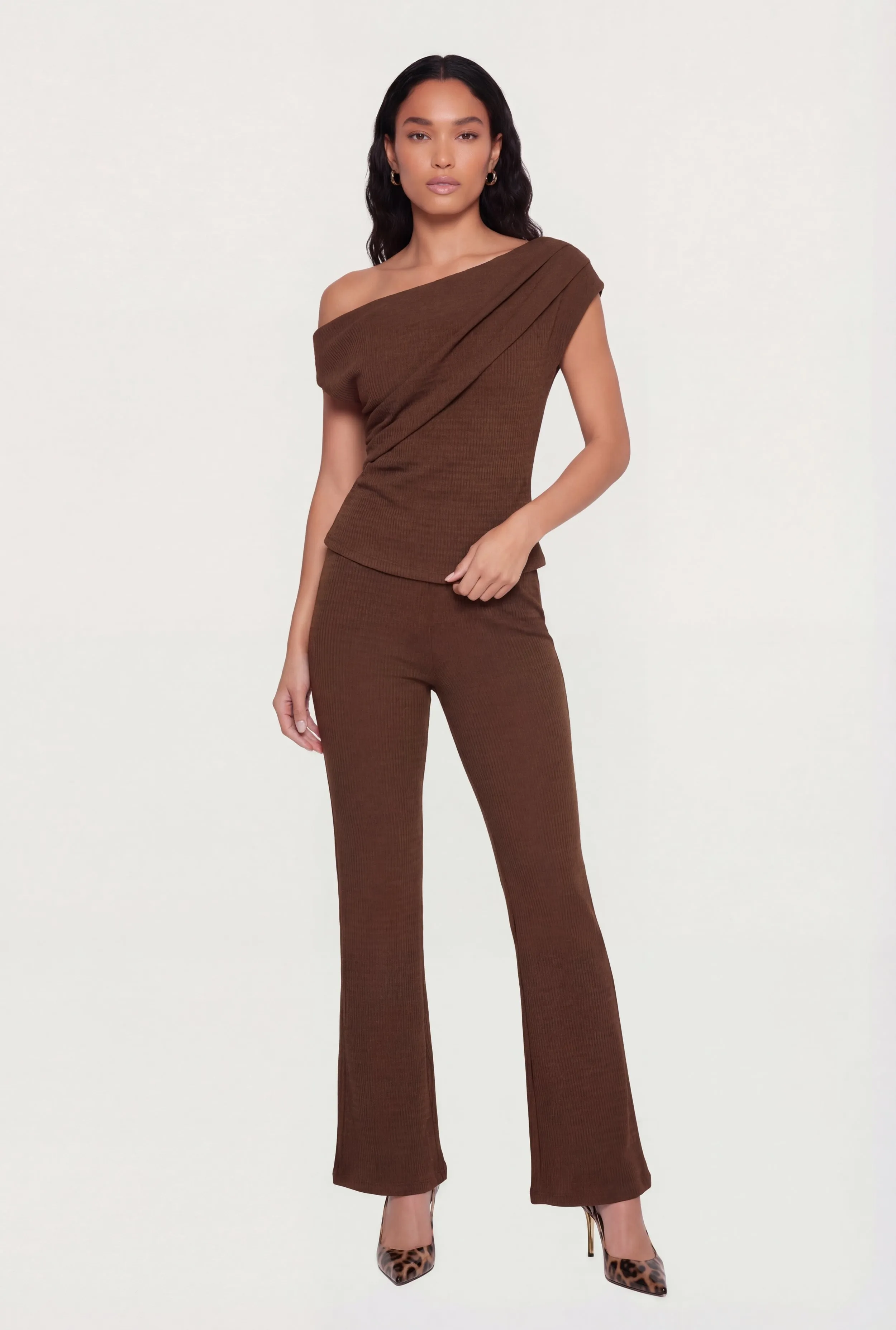 Textured Knit Straight Leg Pants sold by Rainbow