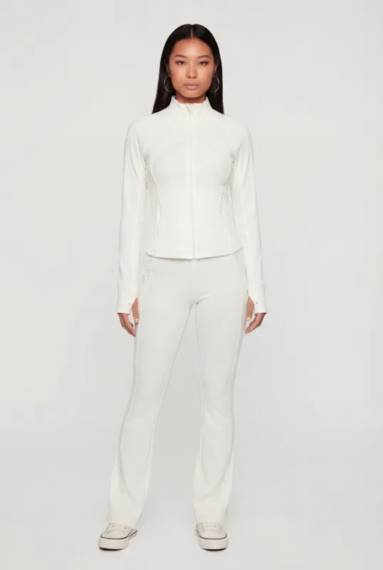 Brushed Rib Knit Slim Straight Casual Pants sold by Rainbow