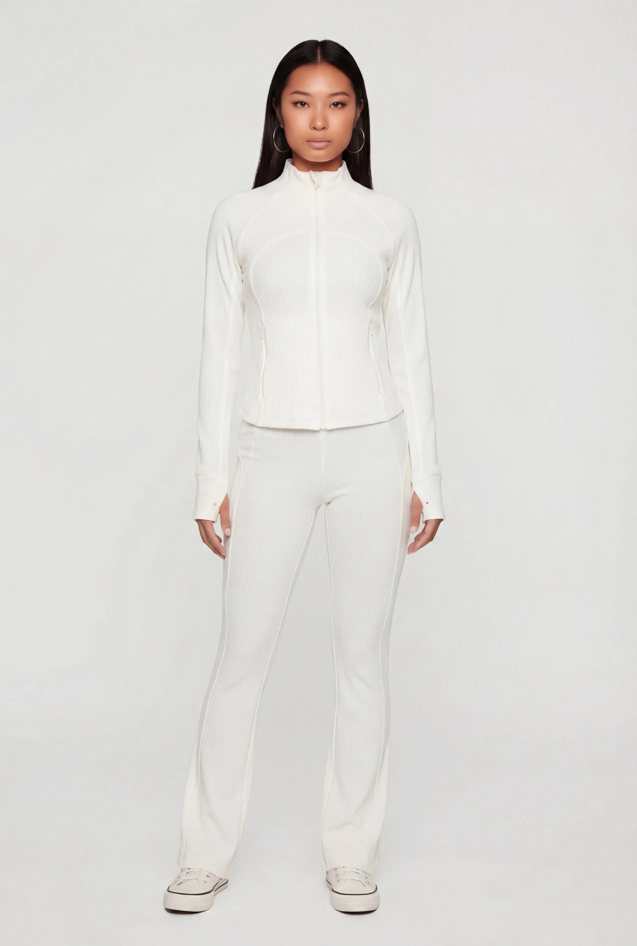 Brushed Rib Knit Slim Straight Casual Pants sold by Rainbow