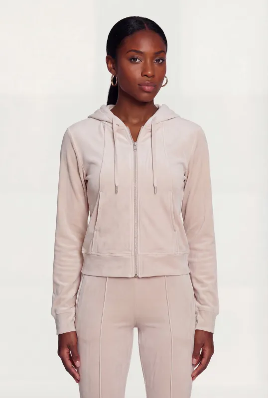 Solid Velour Zip Front Hoodie sold by Rainbow