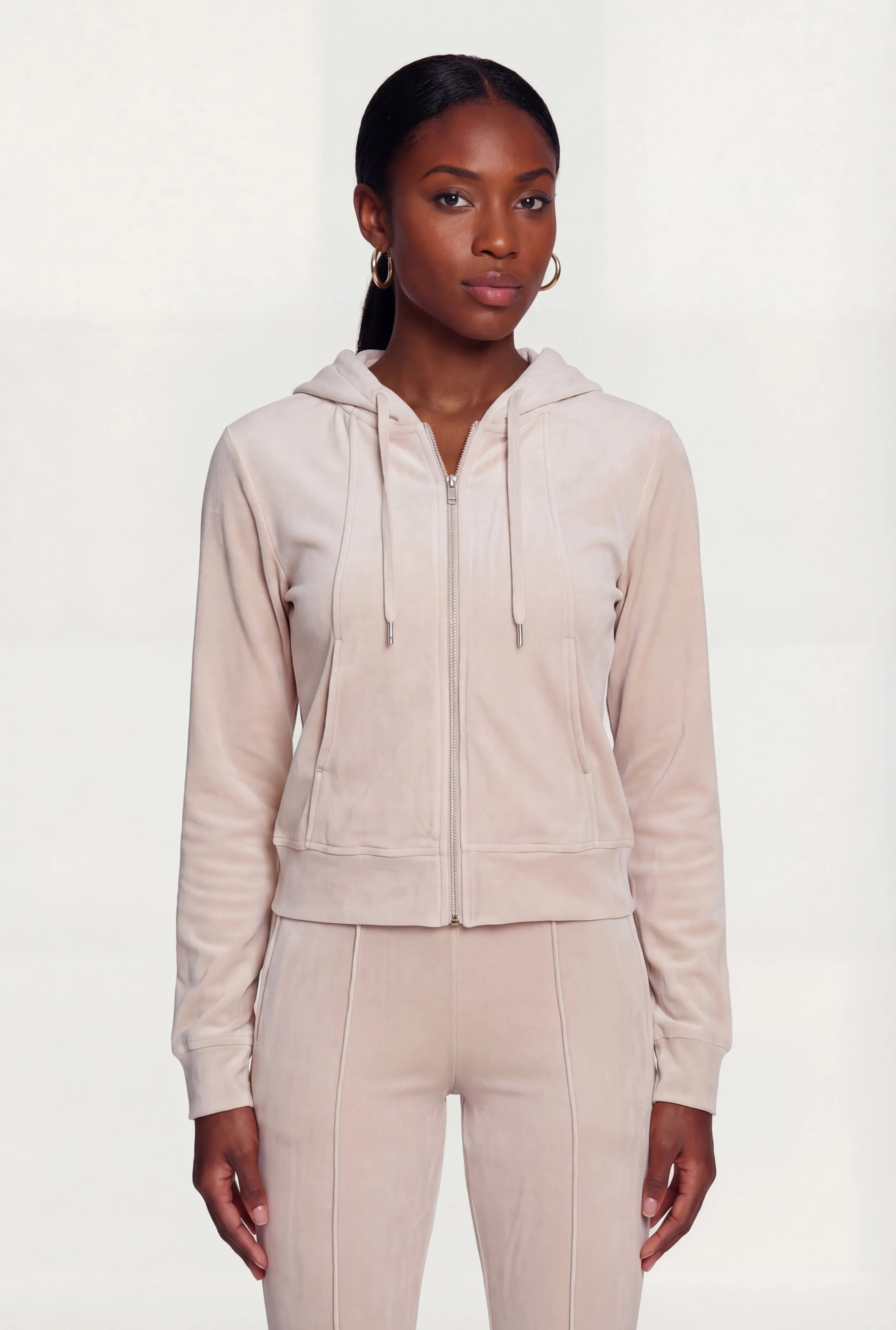 Solid Velour Zip Front Hoodie sold by Rainbow