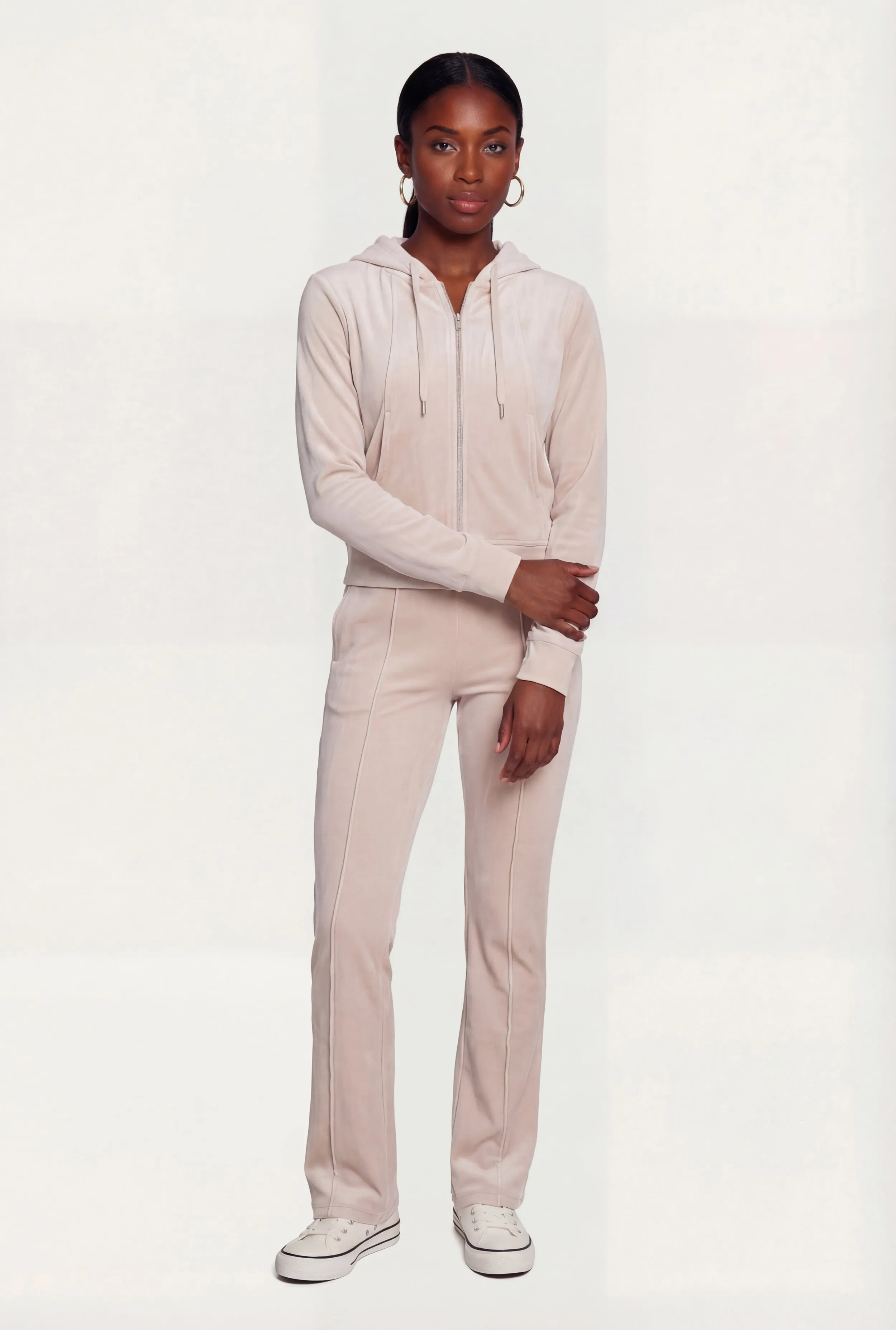 Solid Velour Zip Front Hoodie sold by Rainbow product image thumbnail 2