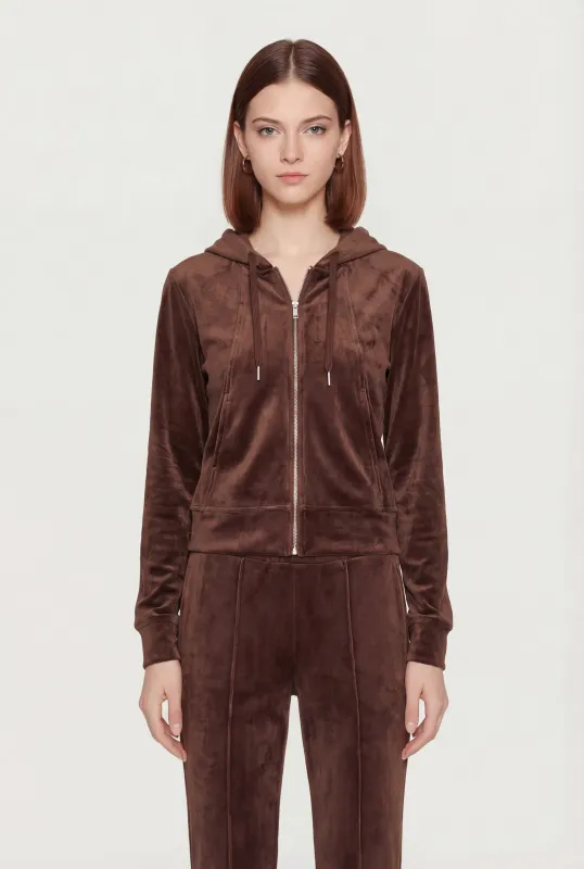 Solid Velour Zip Front Hoodie sold by Rainbow