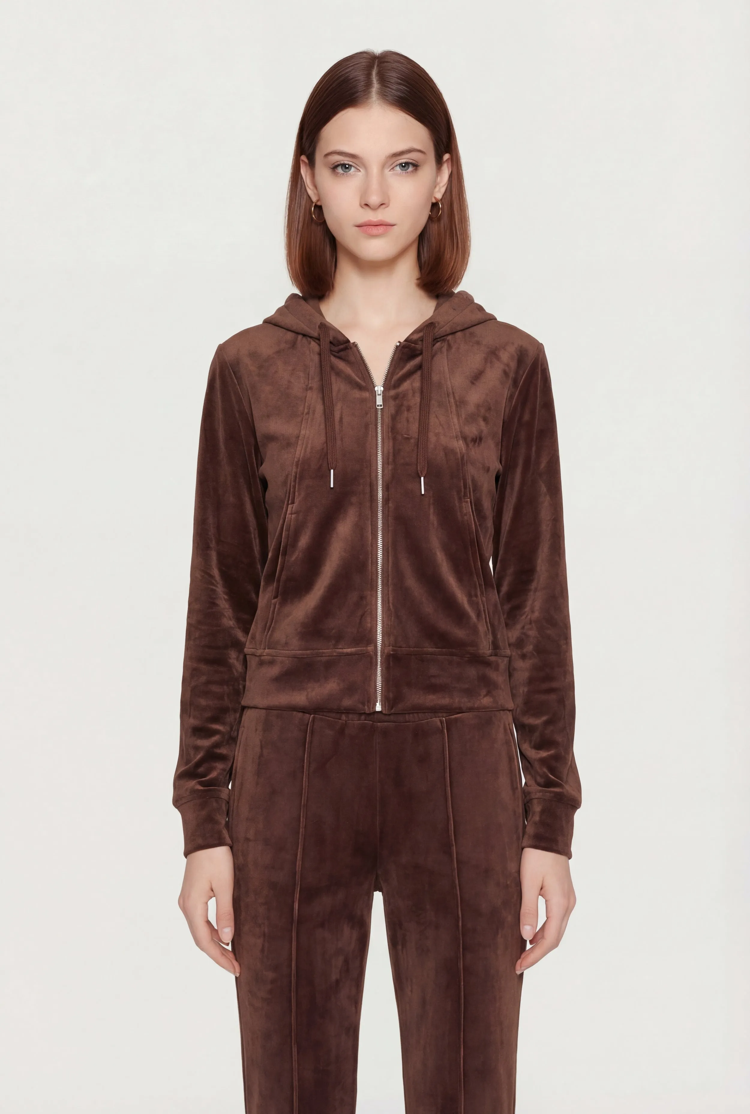 Solid Velour Zip Front Hoodie sold by Rainbow