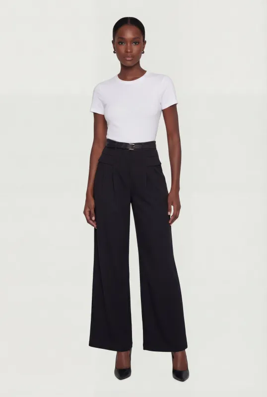 Pleated Wide Leg Dress Pants with Belt sold by Rainbow
