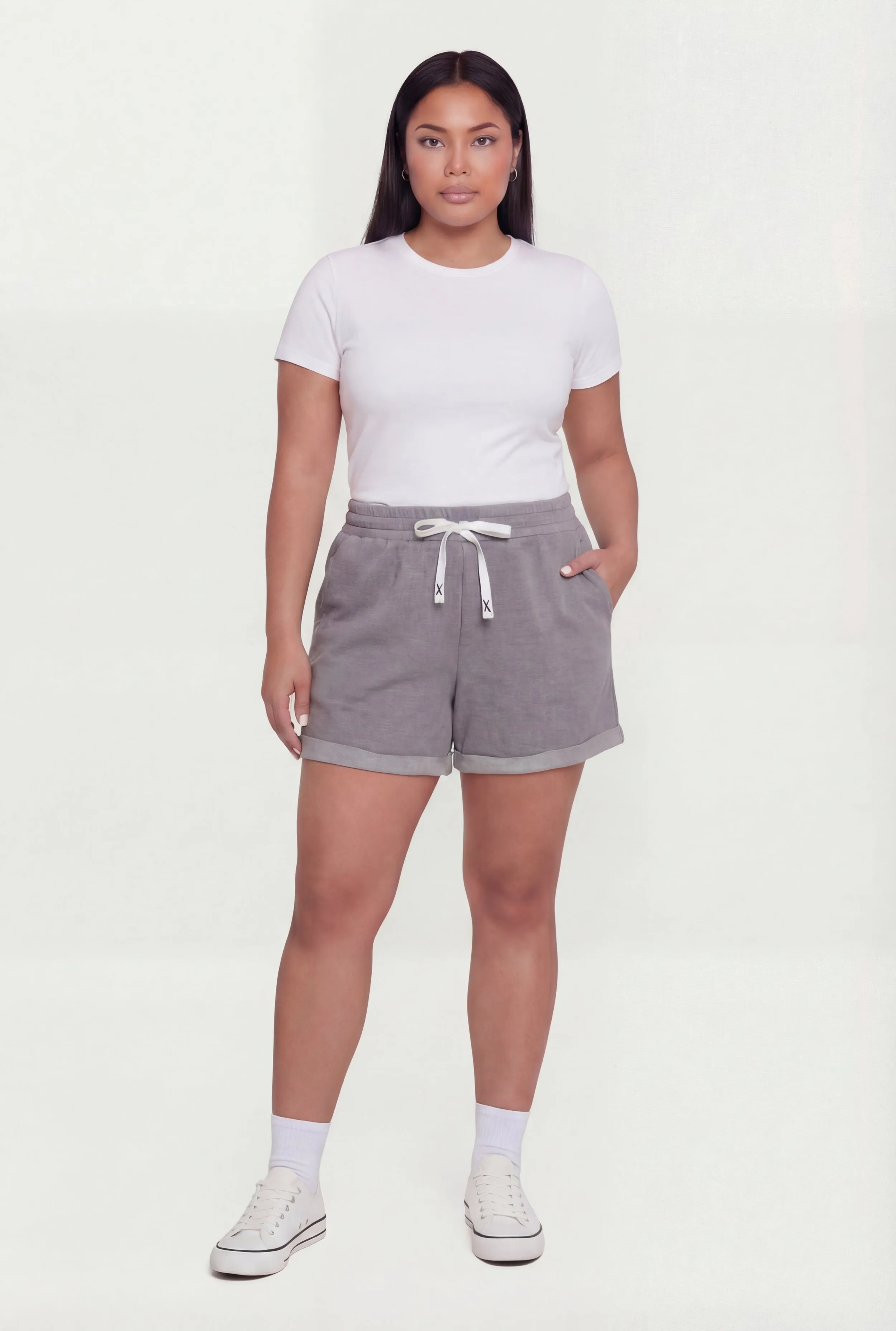 Plus Size High Waisted Fleece Lined Shorts sold by Rainbow product image thumbnail 3