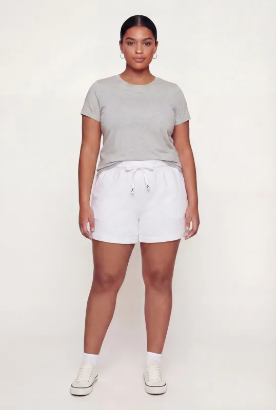 Plus Size High Waisted Fleece Lined Shorts sold by Rainbow