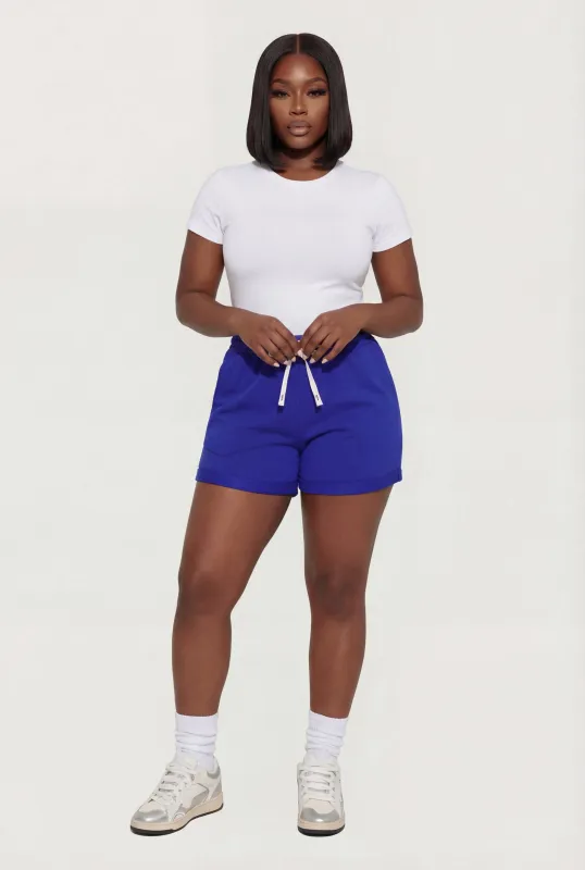 Plus Size High Waisted Fleece Lined Shorts sold by Rainbow