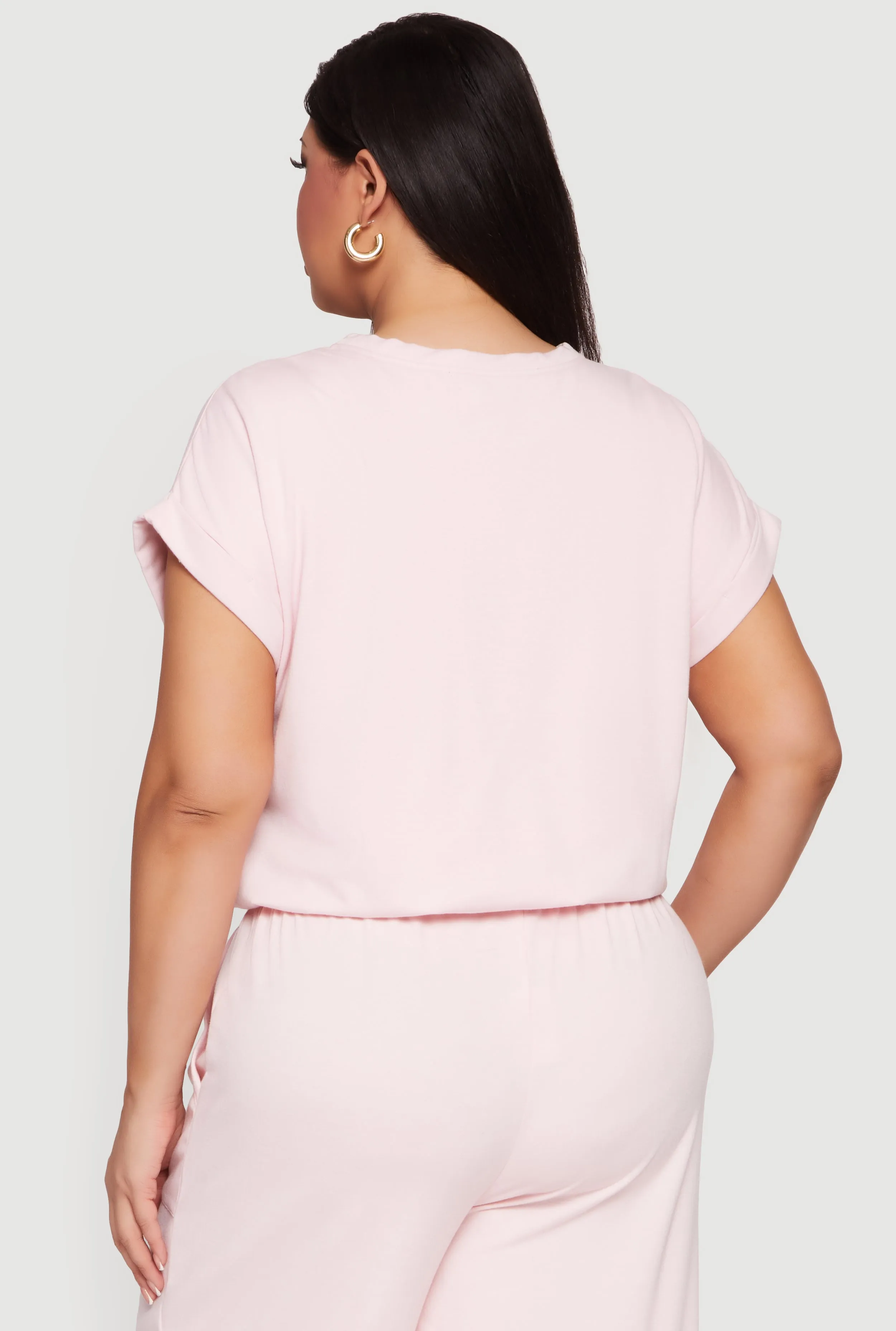 Plus Size Cropped Bubble Hem Graphic Tee sold by Rainbow product image thumbnail 5