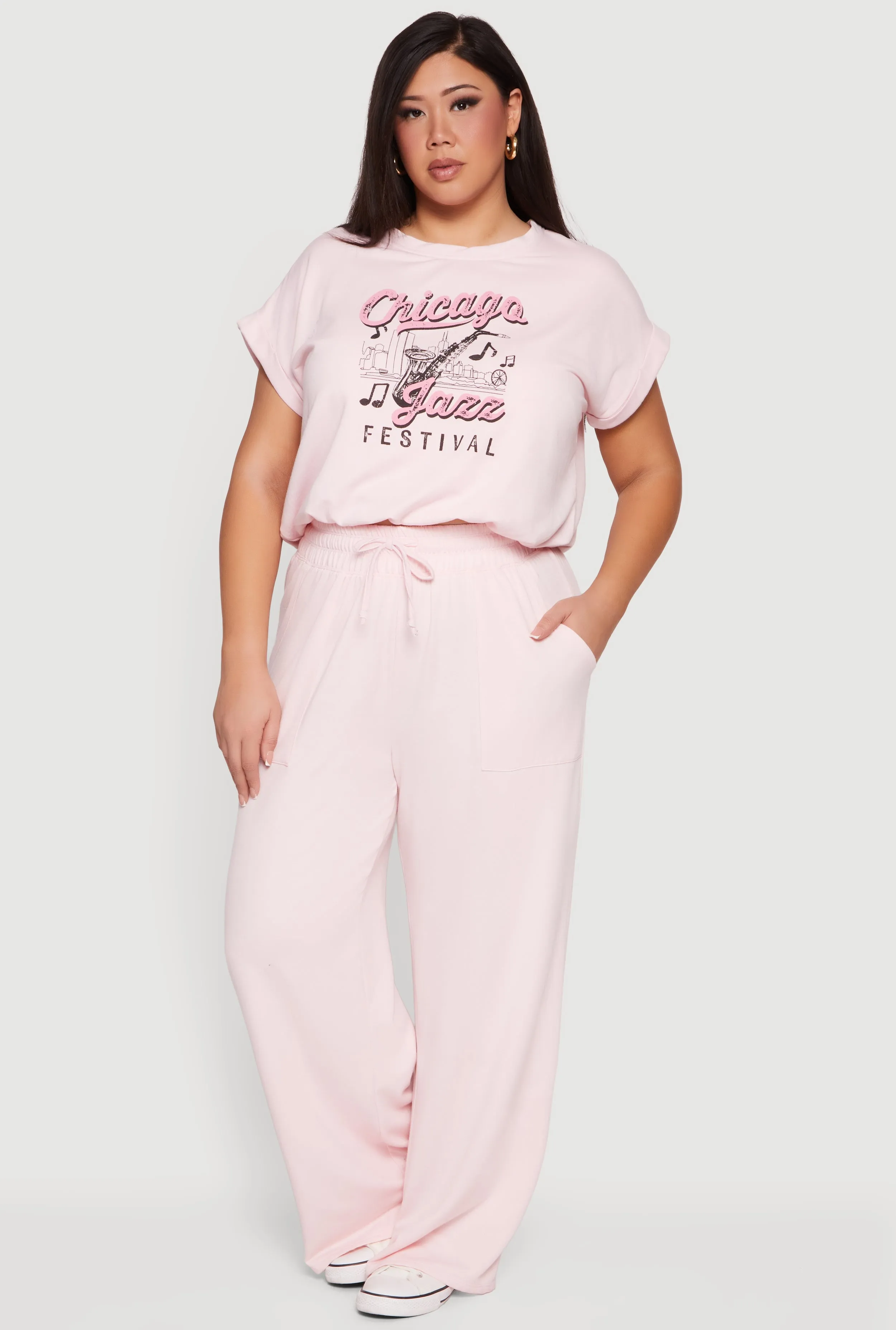 Plus Size Cropped Bubble Hem Graphic Tee sold by Rainbow product image thumbnail 2