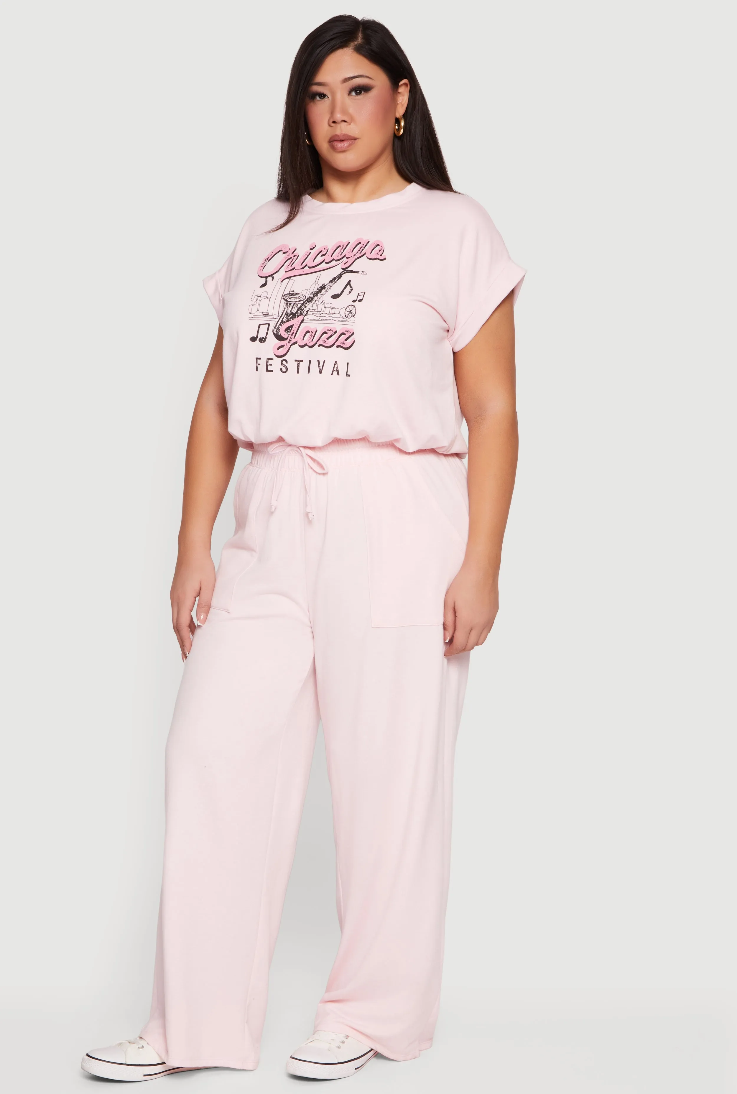 Plus Size Cropped Bubble Hem Graphic Tee sold by Rainbow product image thumbnail 3