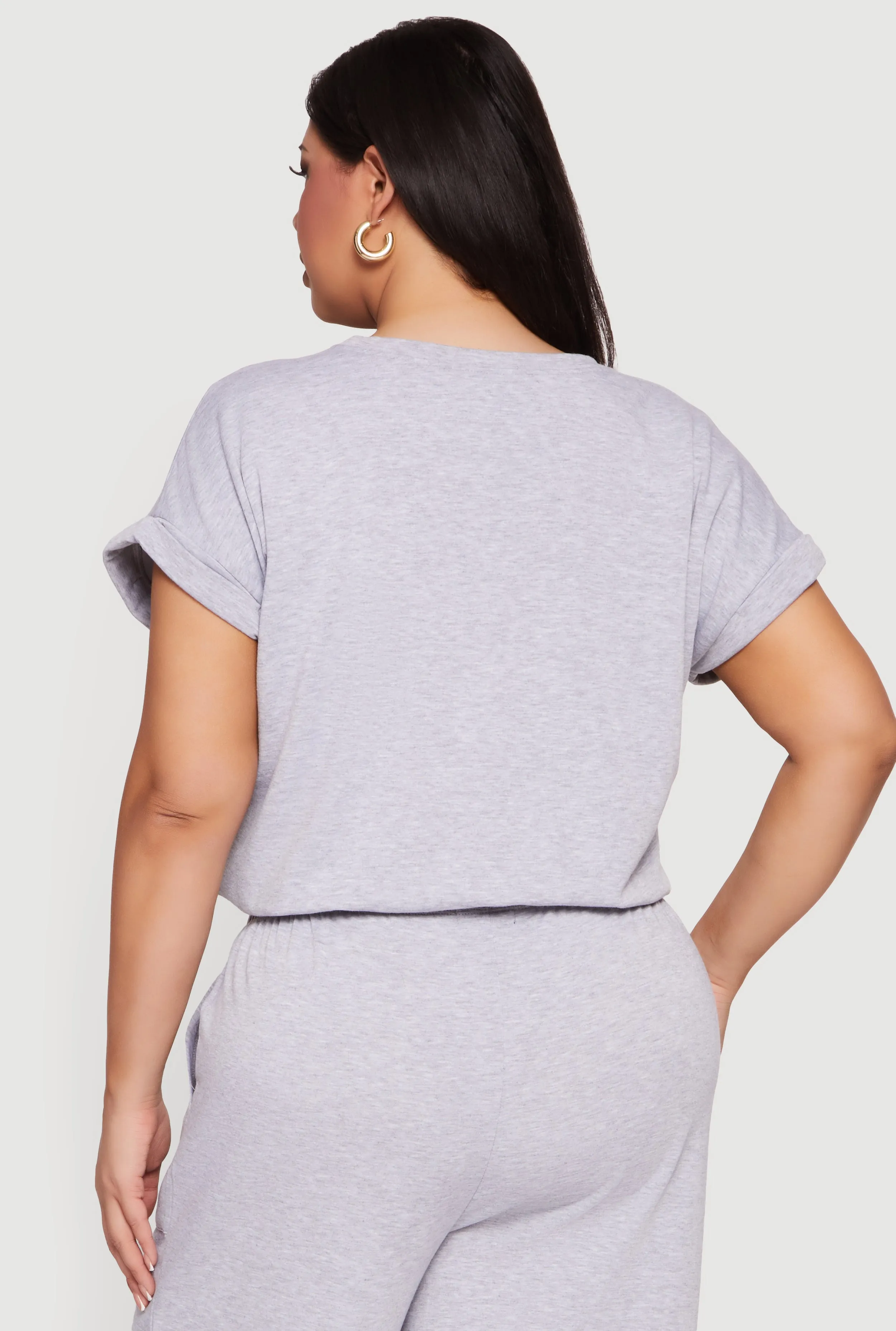 Plus Size Cropped Bubble Hem Graphic Tee sold by Rainbow product image thumbnail 5