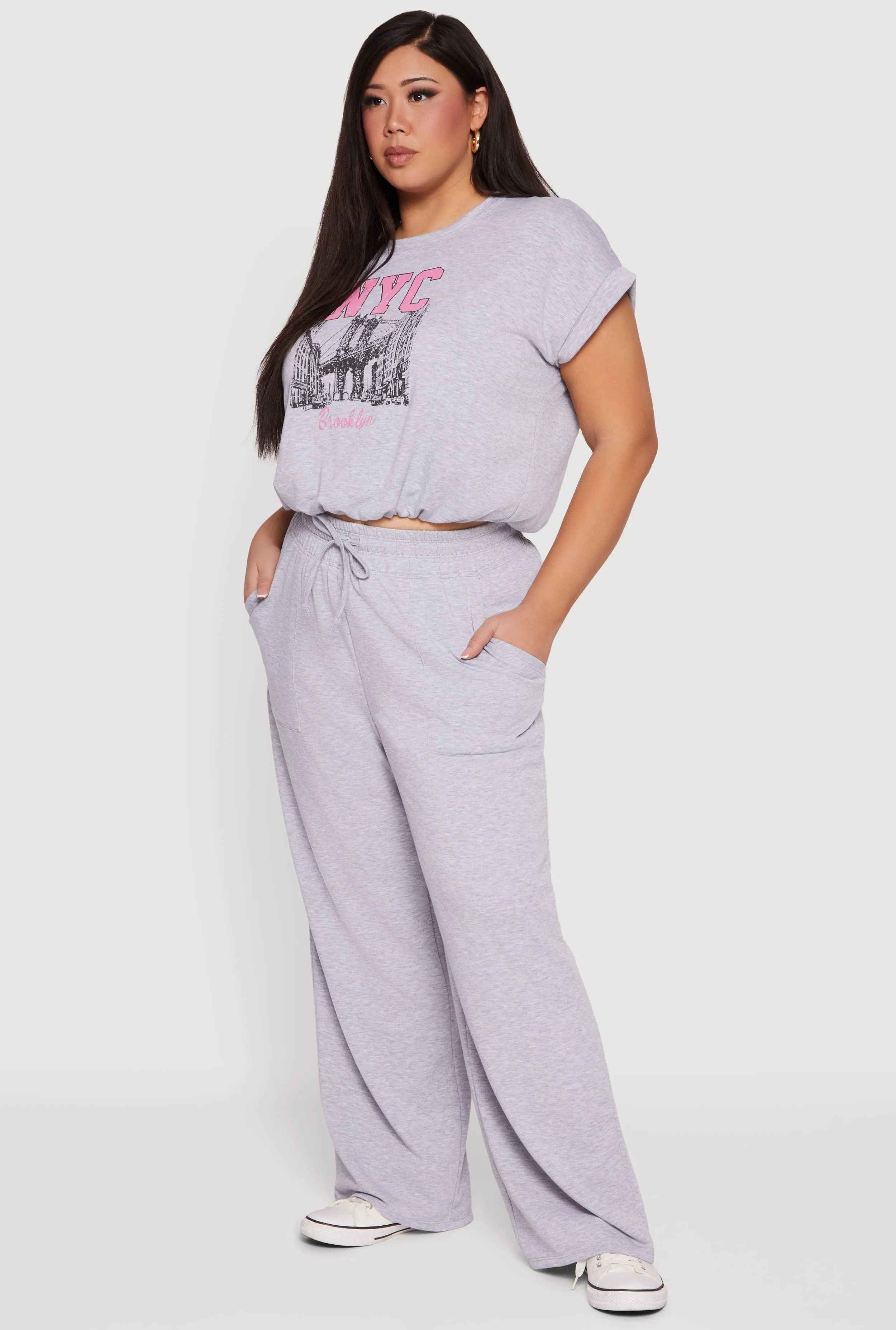 Plus Size Cropped Bubble Hem Graphic Tee sold by Rainbow product image thumbnail 3