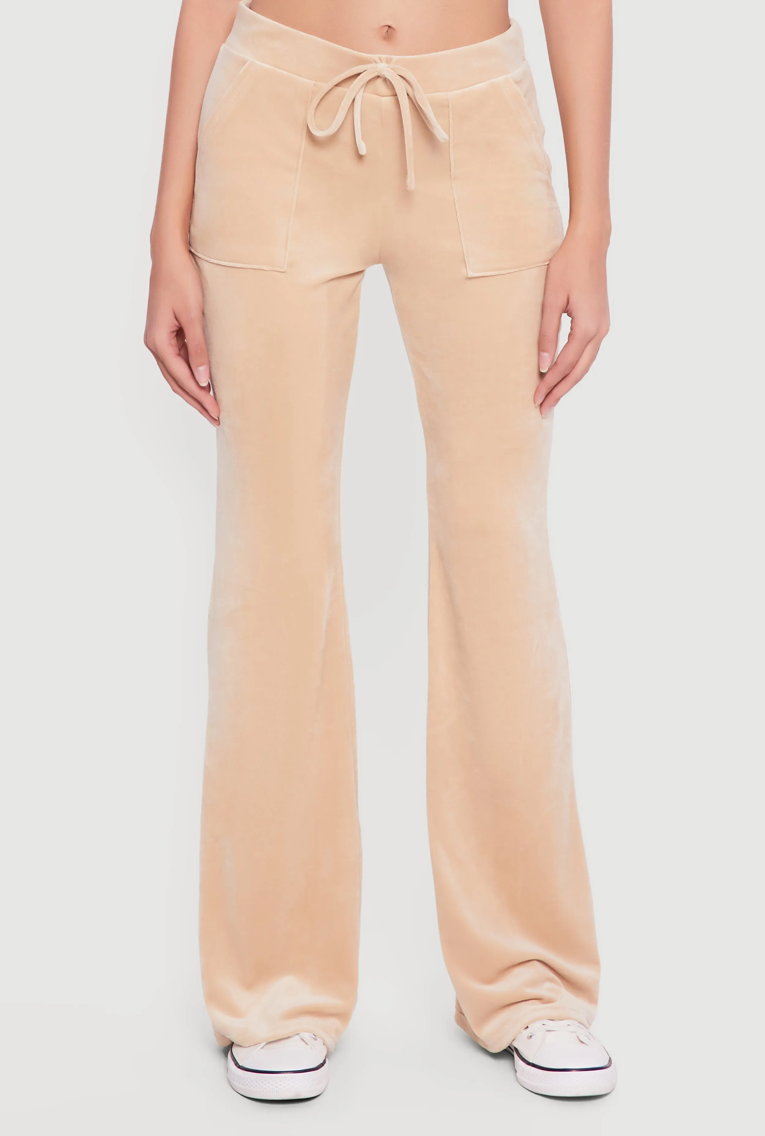 Velour Flare Leg Faux Drawstring Pants sold by Rainbow product image thumbnail 3