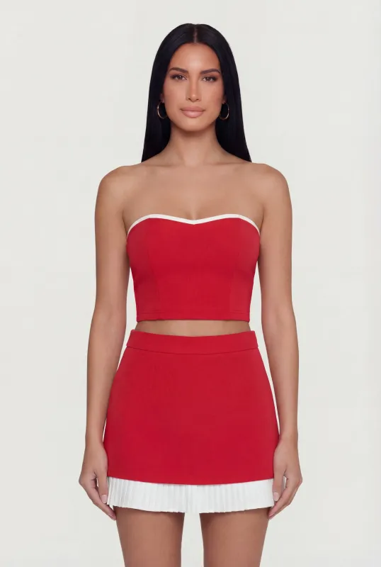 Contrast Trim Crop Tube Top made by Rainbow
