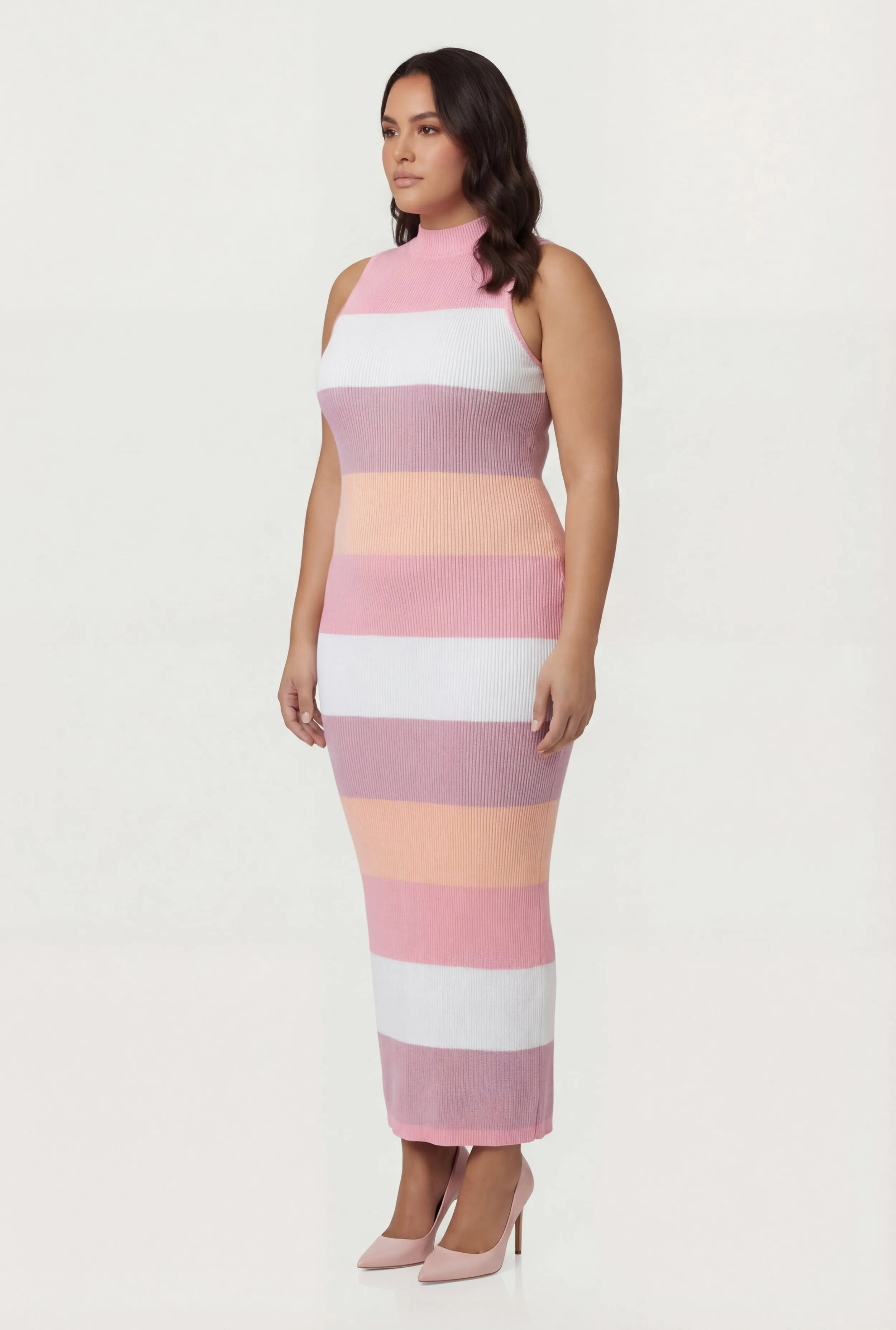 Plus Size Striped Sleeveless Mock Neck Sweater Dress sold by Rainbow product image thumbnail 2
