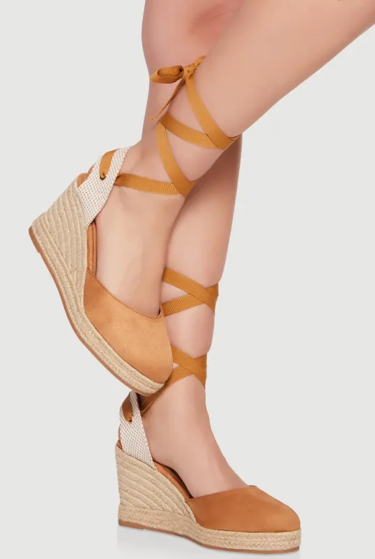 Strappy Lace Up Espadrille Wedges sold by Rainbow