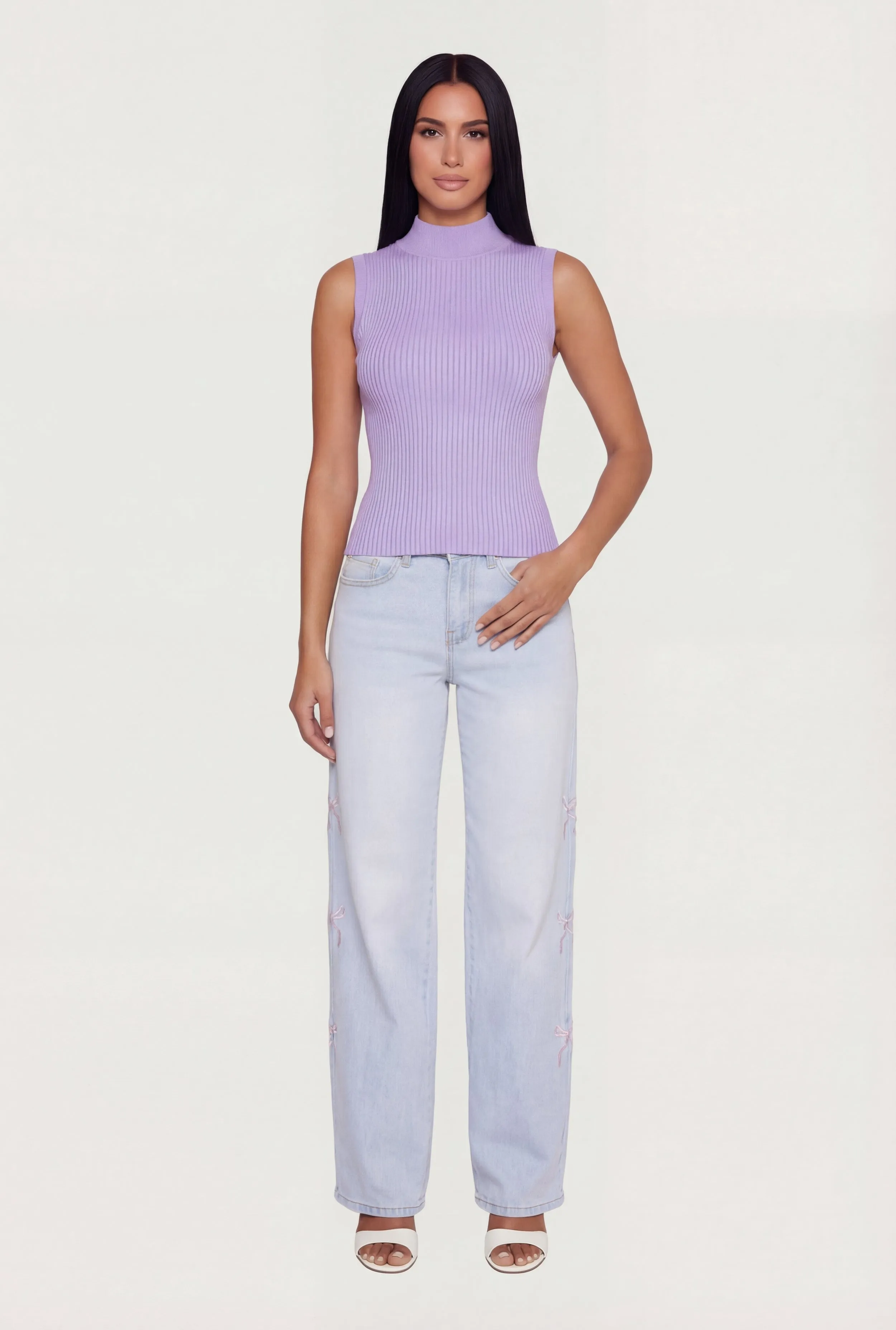 Ribbed Knit Sleeveless Mock Neck Top sold by Rainbow product image thumbnail 3