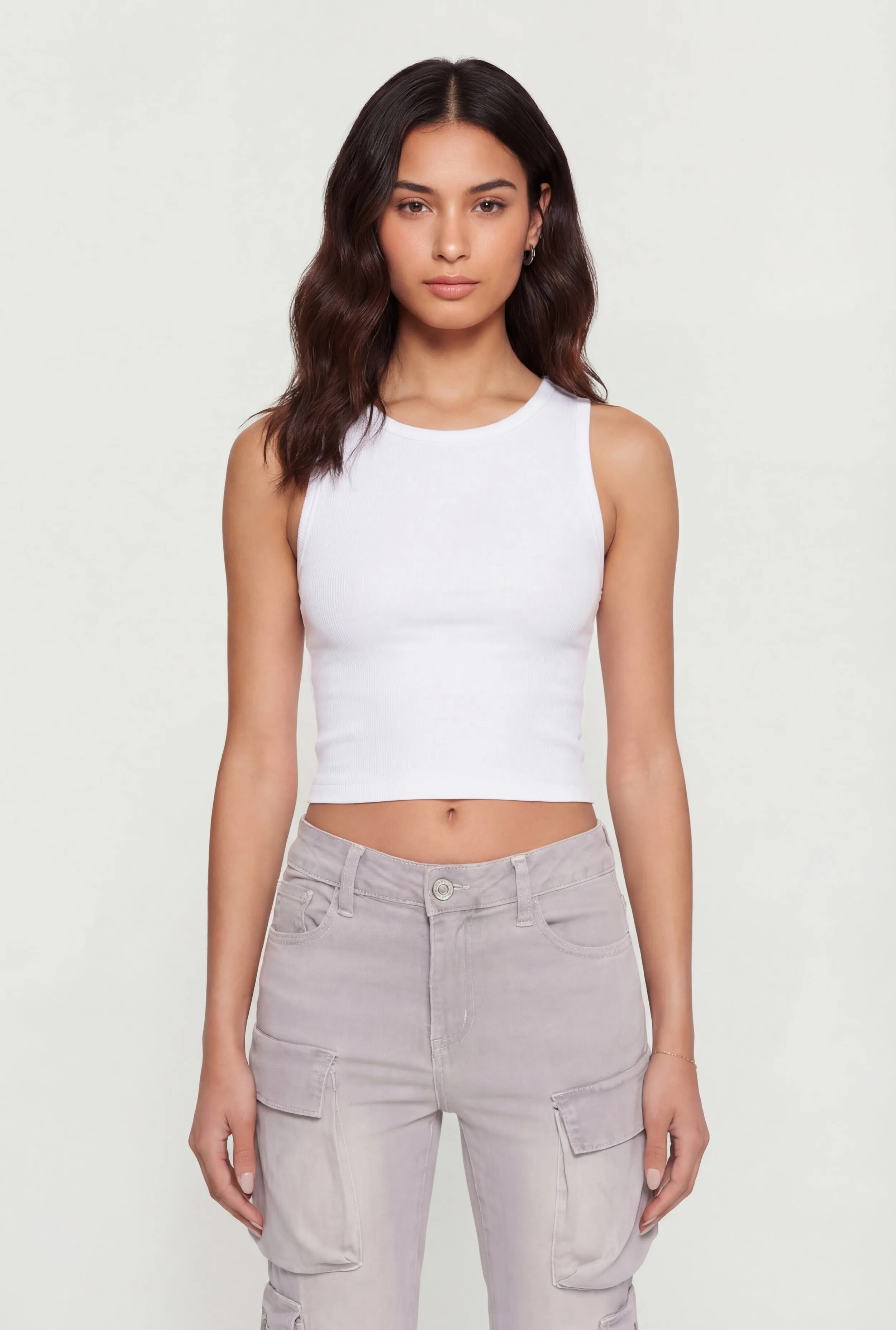 Seamless Cropped Tank Top with Shelf Bra sold by Rainbow product image thumbnail 2