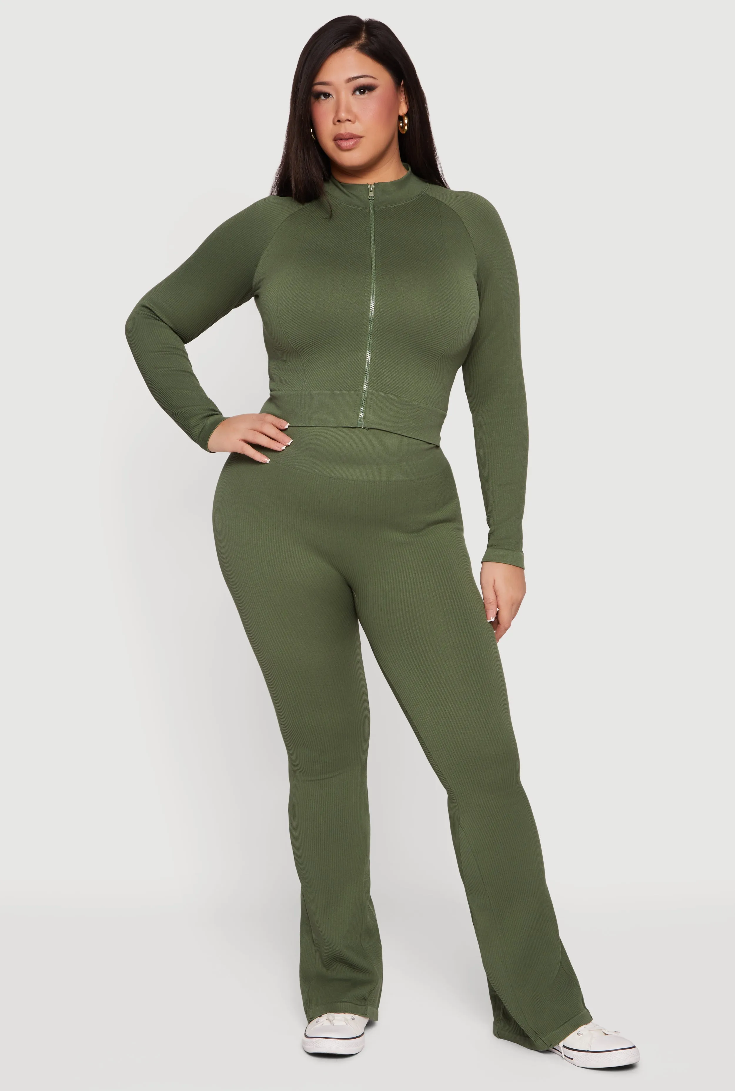 Plus Size Seamless Rib Knit Flare Leg Pants sold by Rainbow product image thumbnail 2