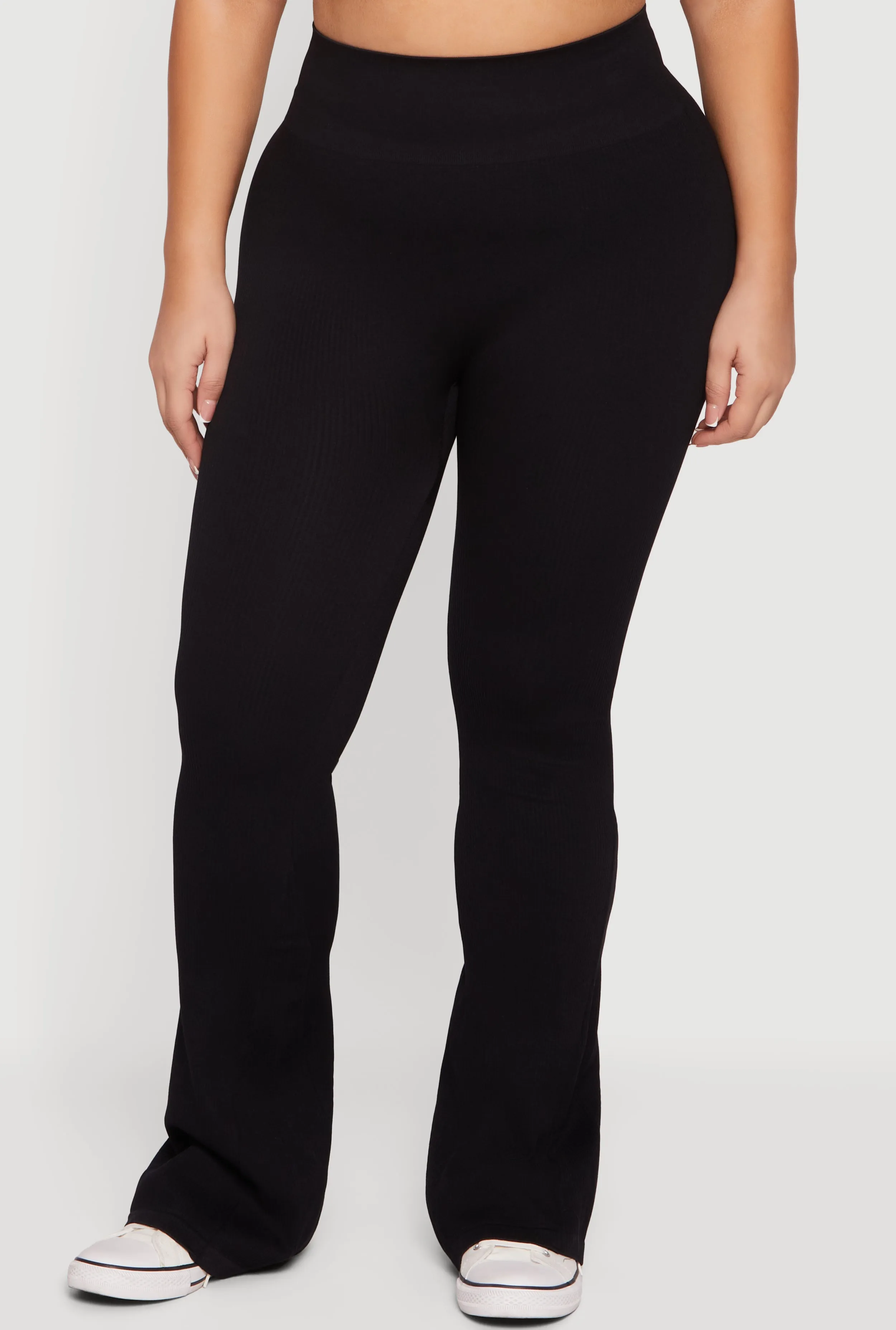 Plus Size Seamless Rib Knit Flare Leg Pants sold by Rainbow product image thumbnail 3