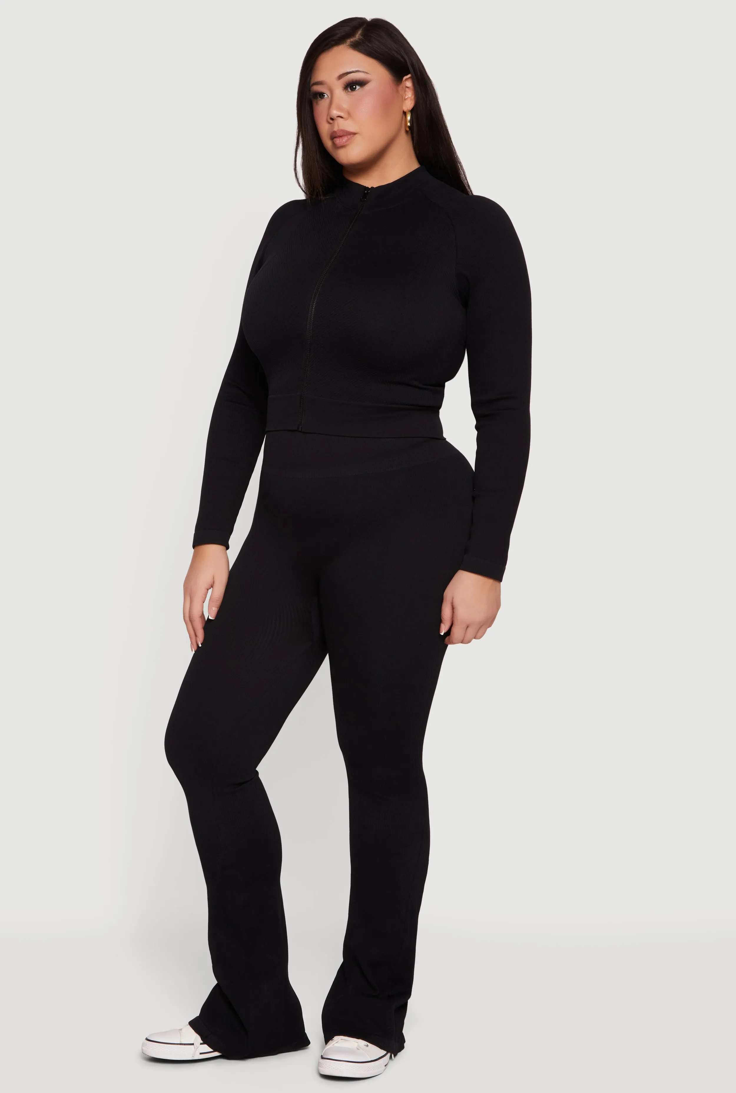 Plus Size Seamless Rib Knit Flare Leg Pants sold by Rainbow product image thumbnail 2